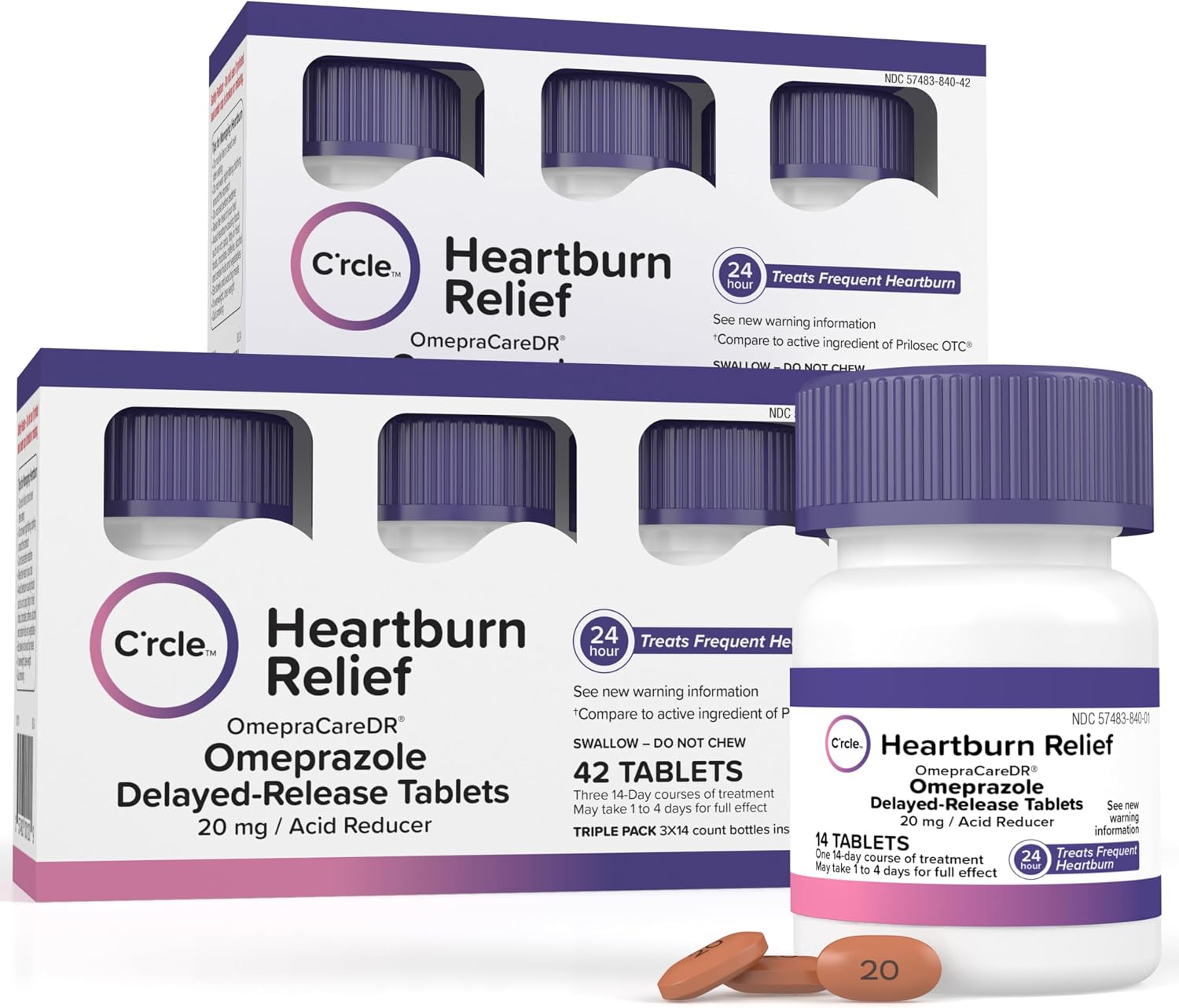 Detalle de C'rcle Omeprazole 20 mg Delayed-Release Tablets, 84 Count, 6 Bottles