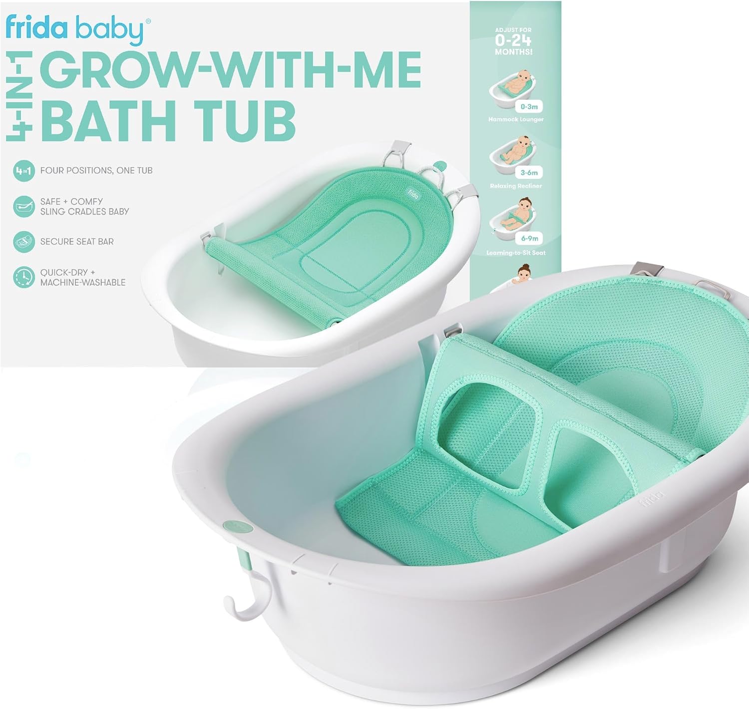 Detalle de Frida Baby 4-in-1 Grow-with-Me Baby Bathtub with Removable Bath Seat & Backrest