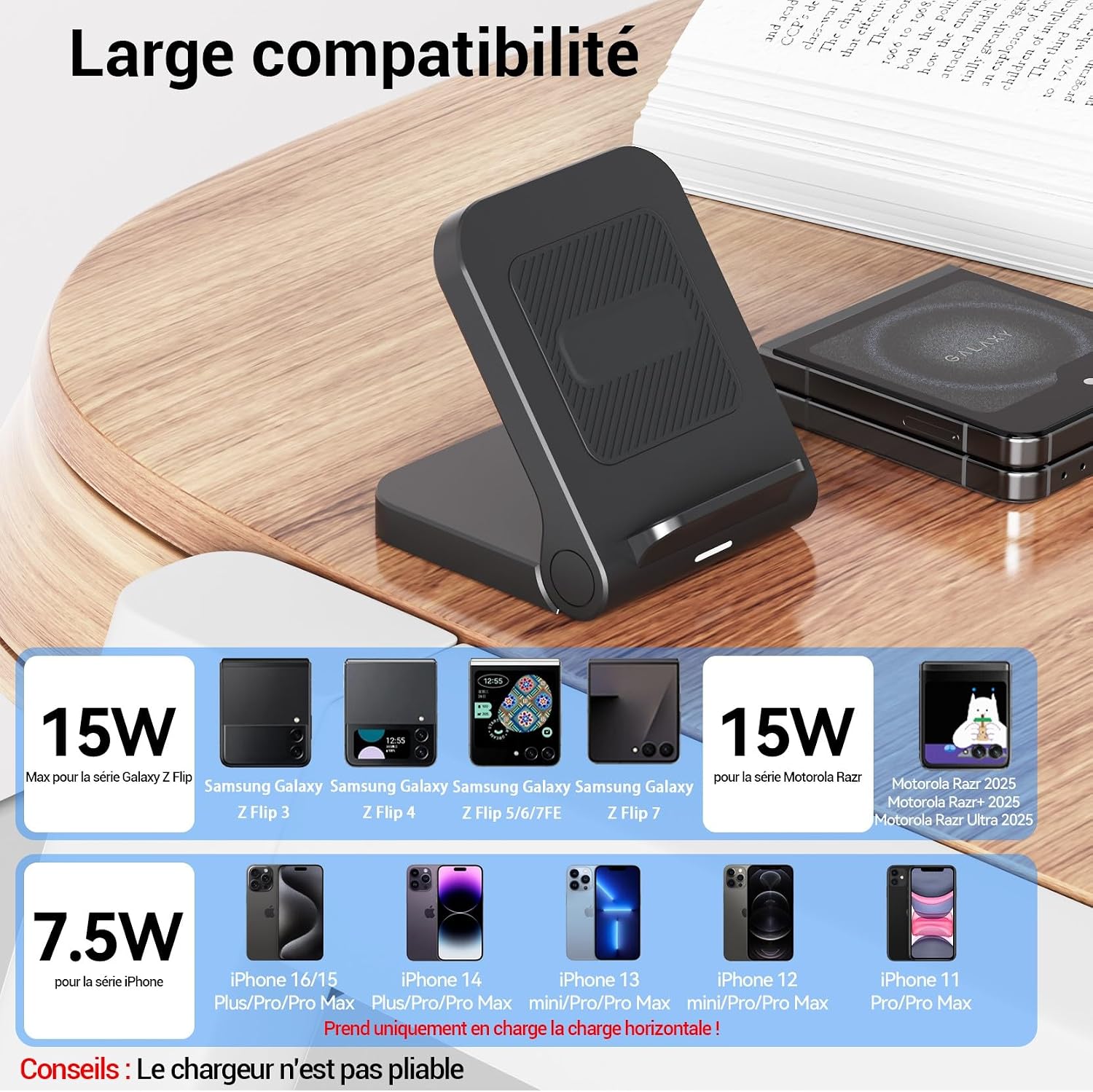 Detalle de Geyo Chargeur induction 15W pour Z Flip