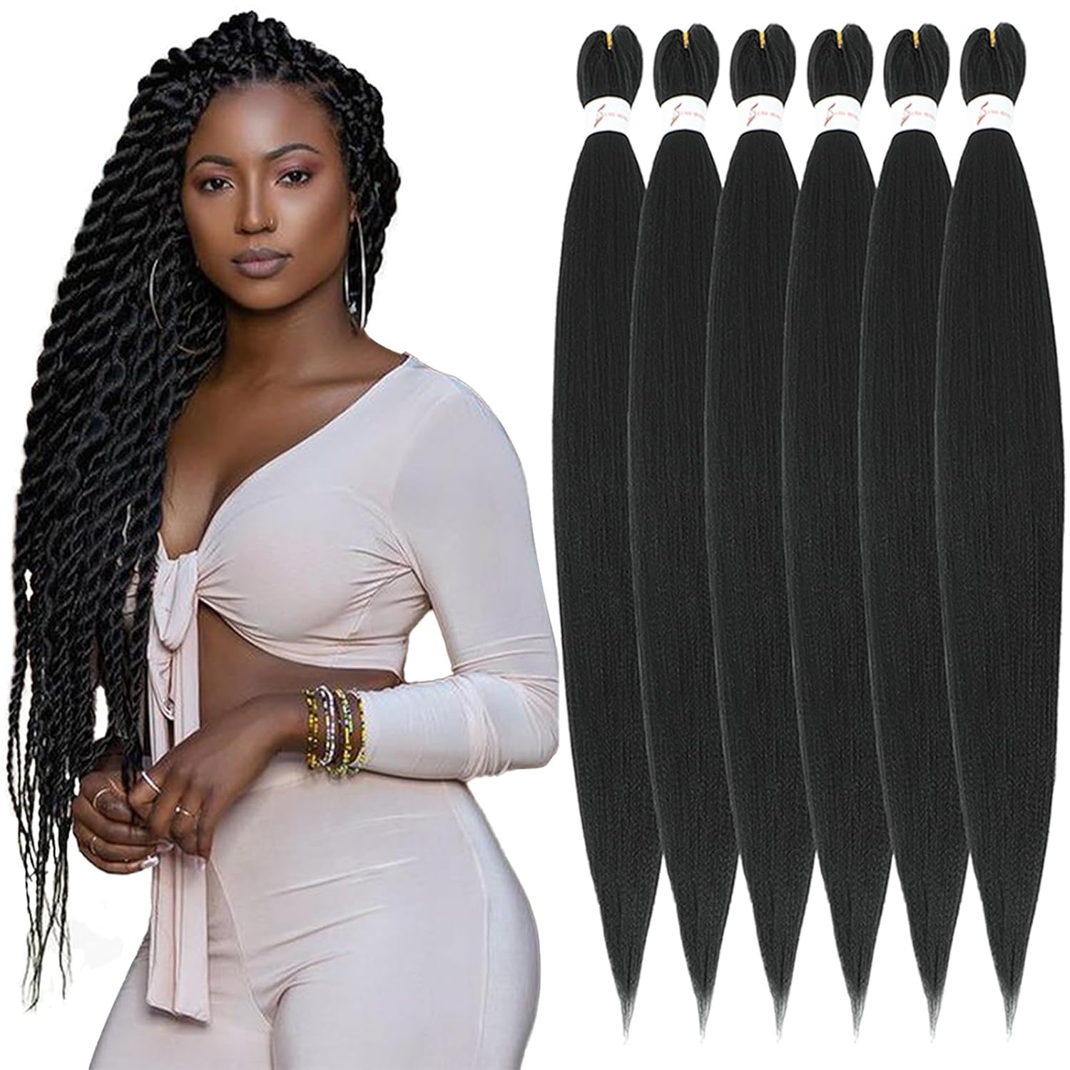 Thumbnail 5 de Xusuperb Lang Pre-Stretched Braiding Haare 6 Packs