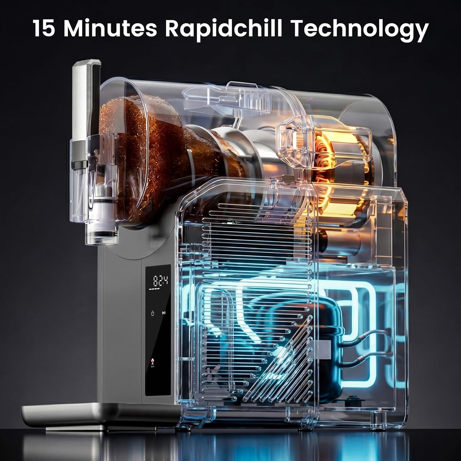Detalle 1 de Ray Bear 2L Slushie Machine, 6 Presets, No Ice Needed, Self-Cleaning