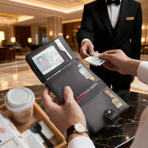 Detalle de TENBST Portefeuille Homme Ultra-Mince – Portefeuille RFID élégant et compact pour 7 cartes