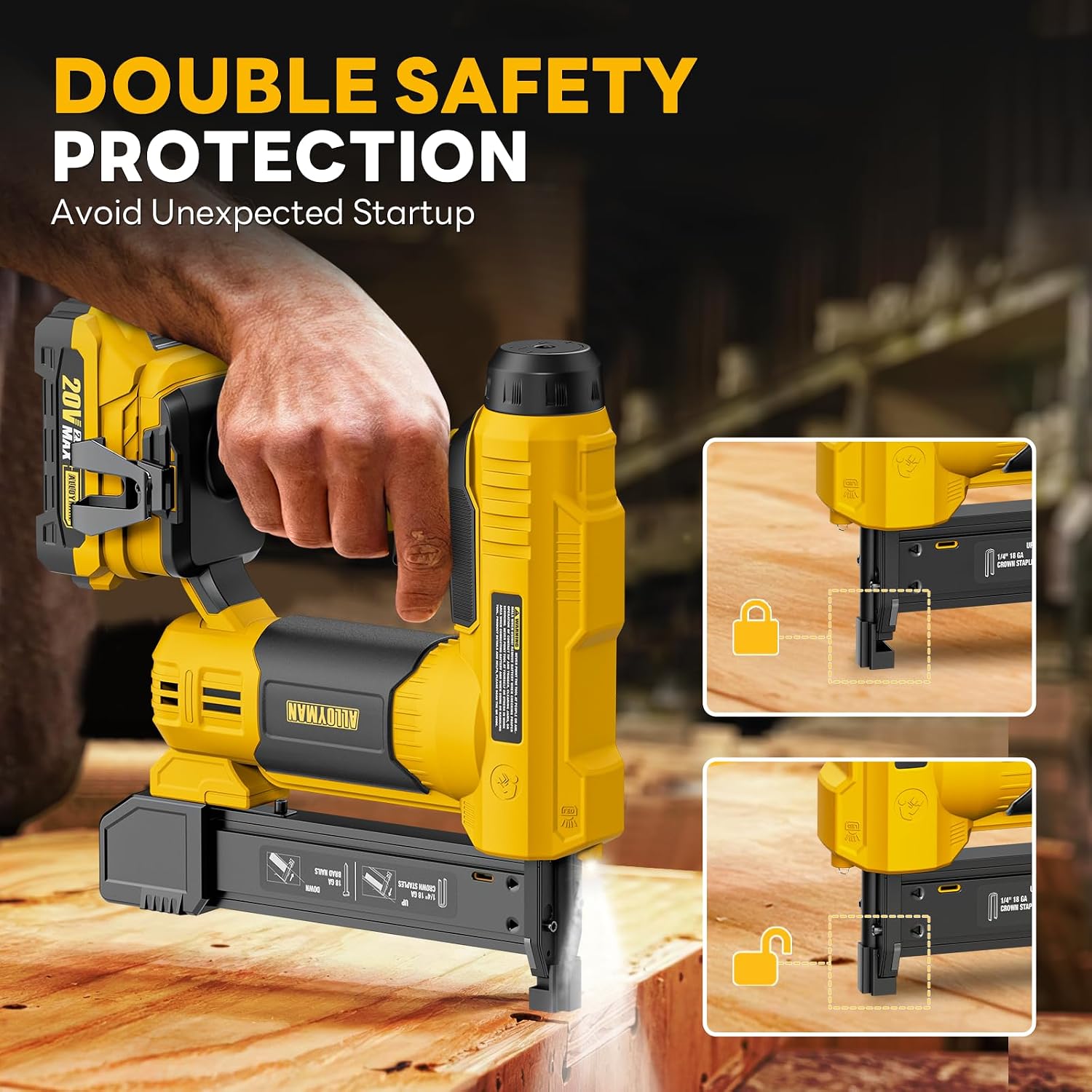 Thumbnail 3 de Alloyman 18 Gauge 2-in-1 Cordless Nail Gun and Stapler (Battery Powered) with 20V Battery, Charger, 1000 Nails and 500 Staples