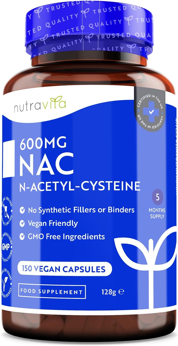 Detalle de NAC N-Acetil-Cisteina 600 mg di Nutravita – Integratore vegan 150 capsule