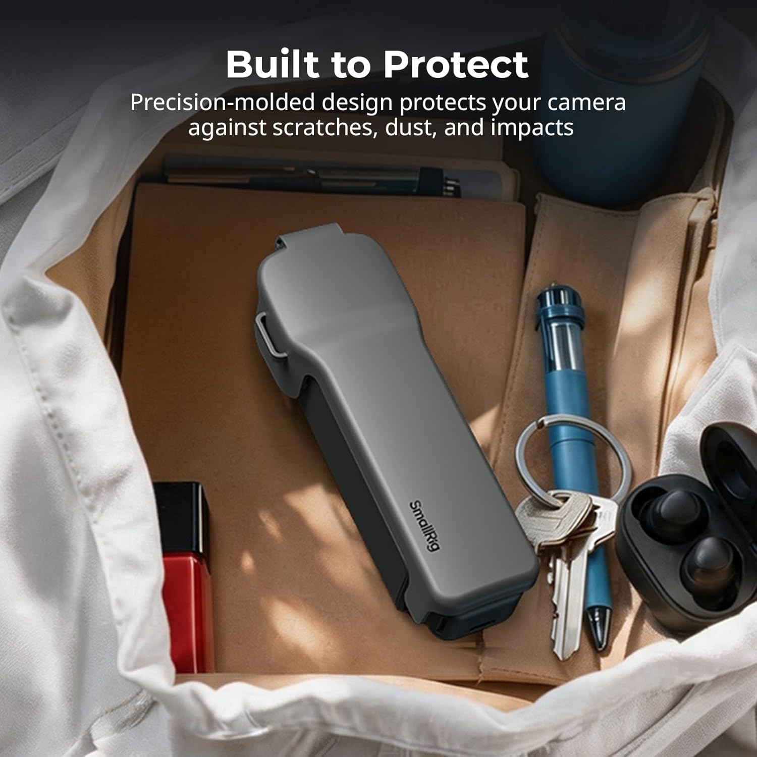 Detalle de SmallRig Étui de protection rigide pour DJI Osmo Pocket 3 (5610) — rangement pour 2 filtres, 2 cartes TF et micro sans fil