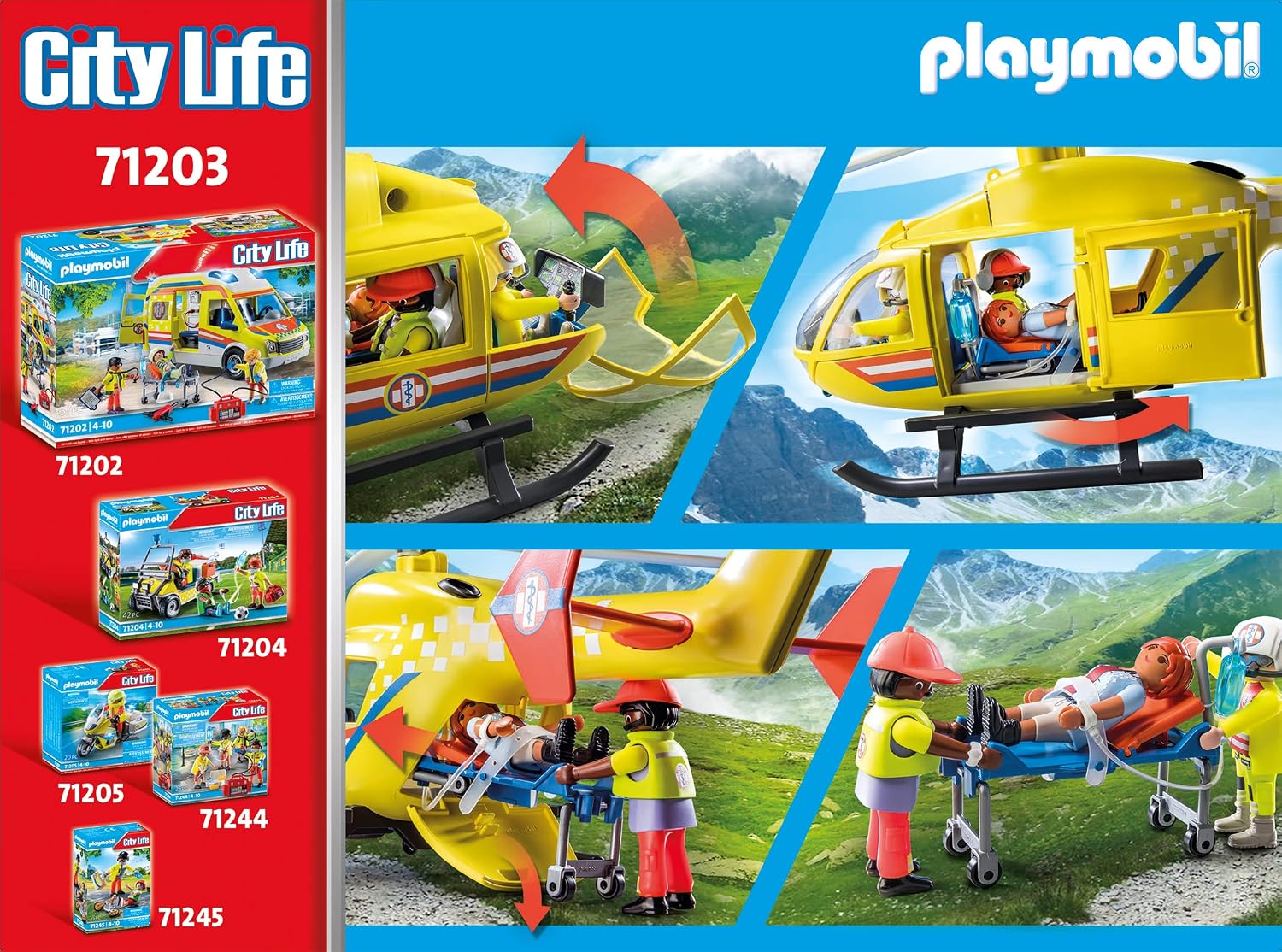 Detalle de Playmobil 71203 Hélicoptère de Secours - City Life : intervention en haute montagne dès 4 ans