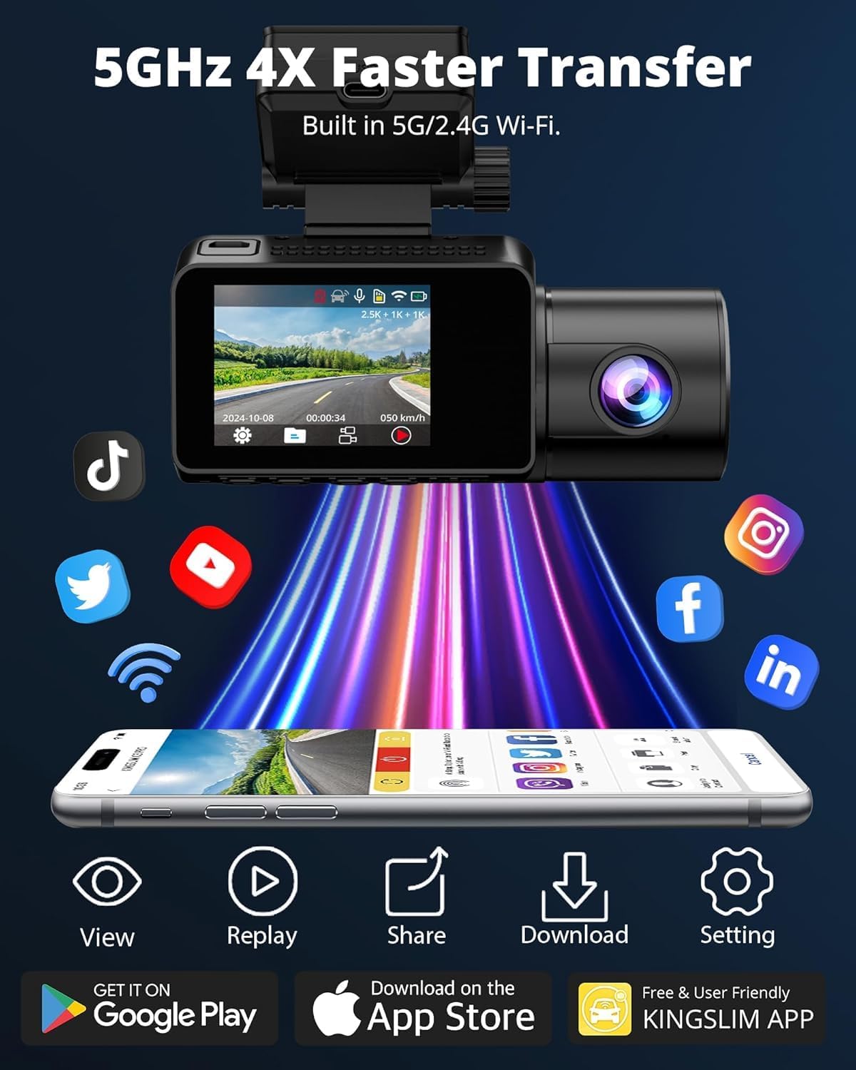 Thumbnail 6 de Kingslim 3-Channel Dash Cam O3PRO