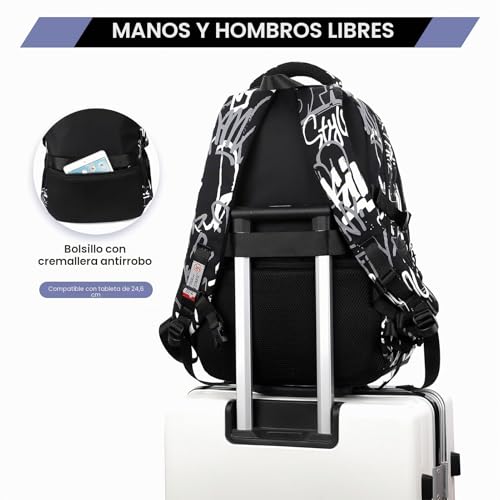 Thumbnail 5 de Amythe Mochila Escolar Adolescente 32 L con Correa para Carro – Negro
