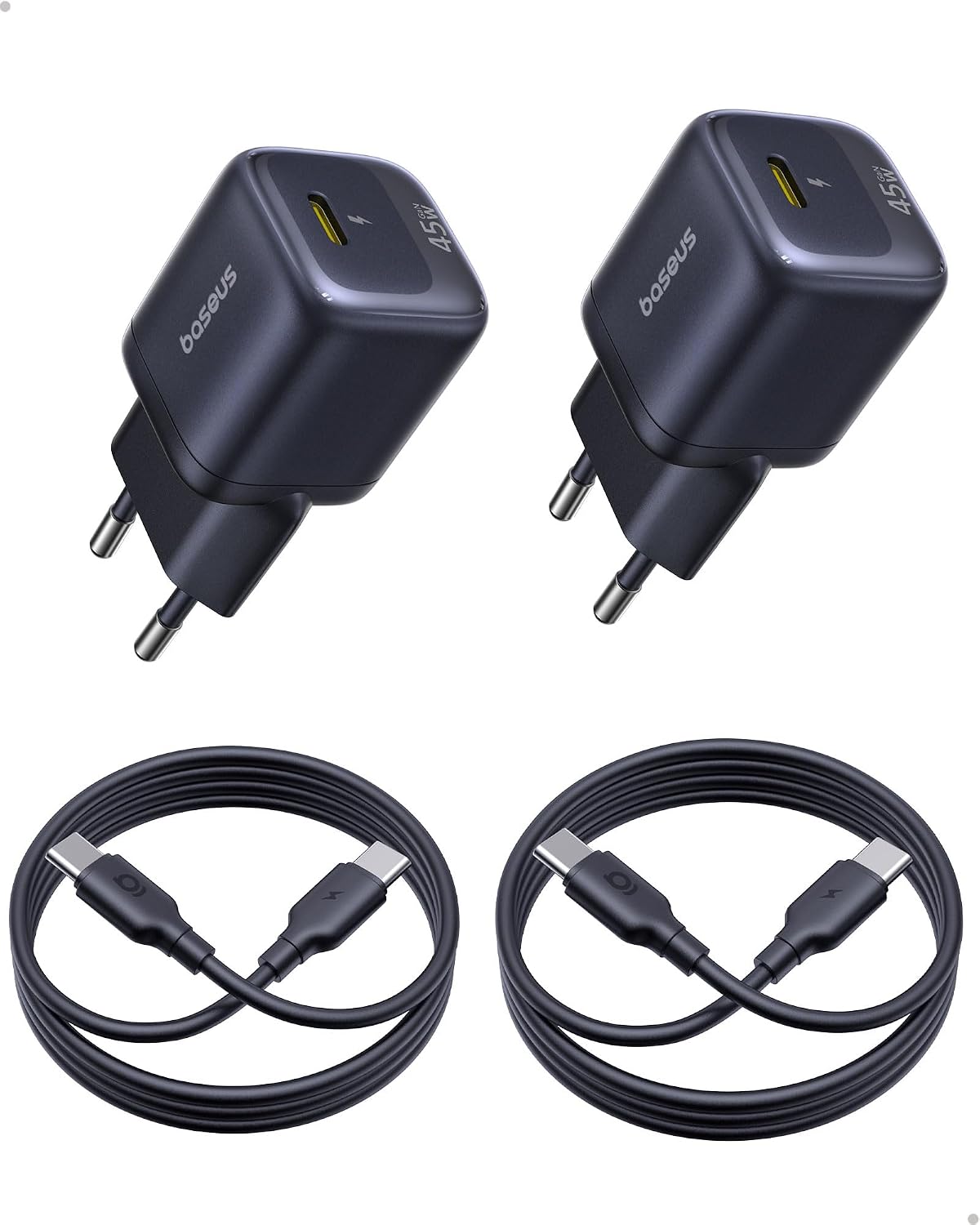 Detalle de Baseus Caricatore USB-C 45W in confezione da 2 con GaN PPS PD