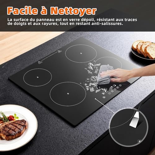 Thumbnail 8 de KICHPOWER Plaque Vitrocéramique 4 Feux encastrable 60 cm — commande tactile et sécurité renforcée