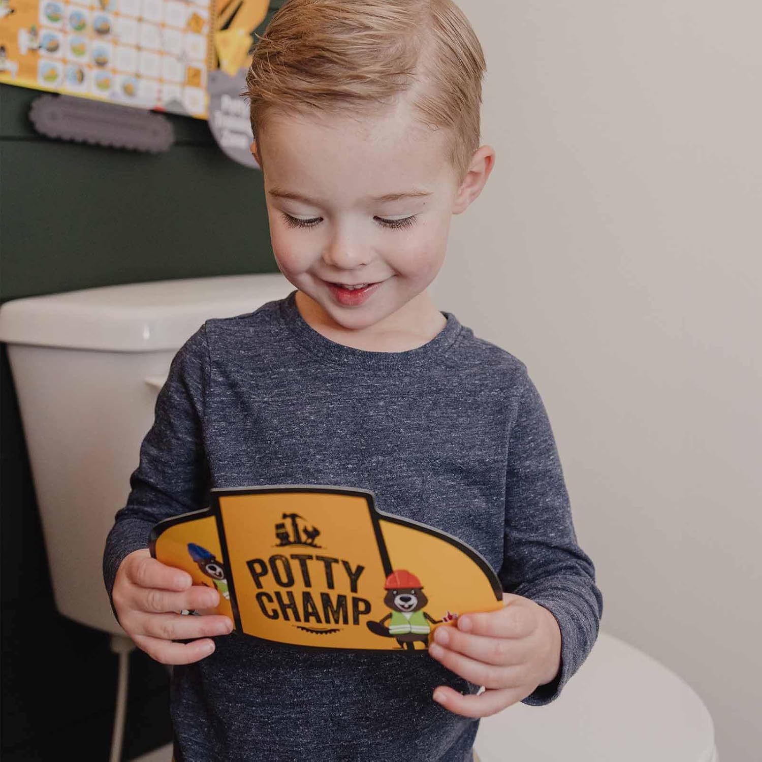 Detalle de Potty Training Chart with 35 Stickers, 3 Reminder Stickers and Crown (Tractor) for Boys and Girls