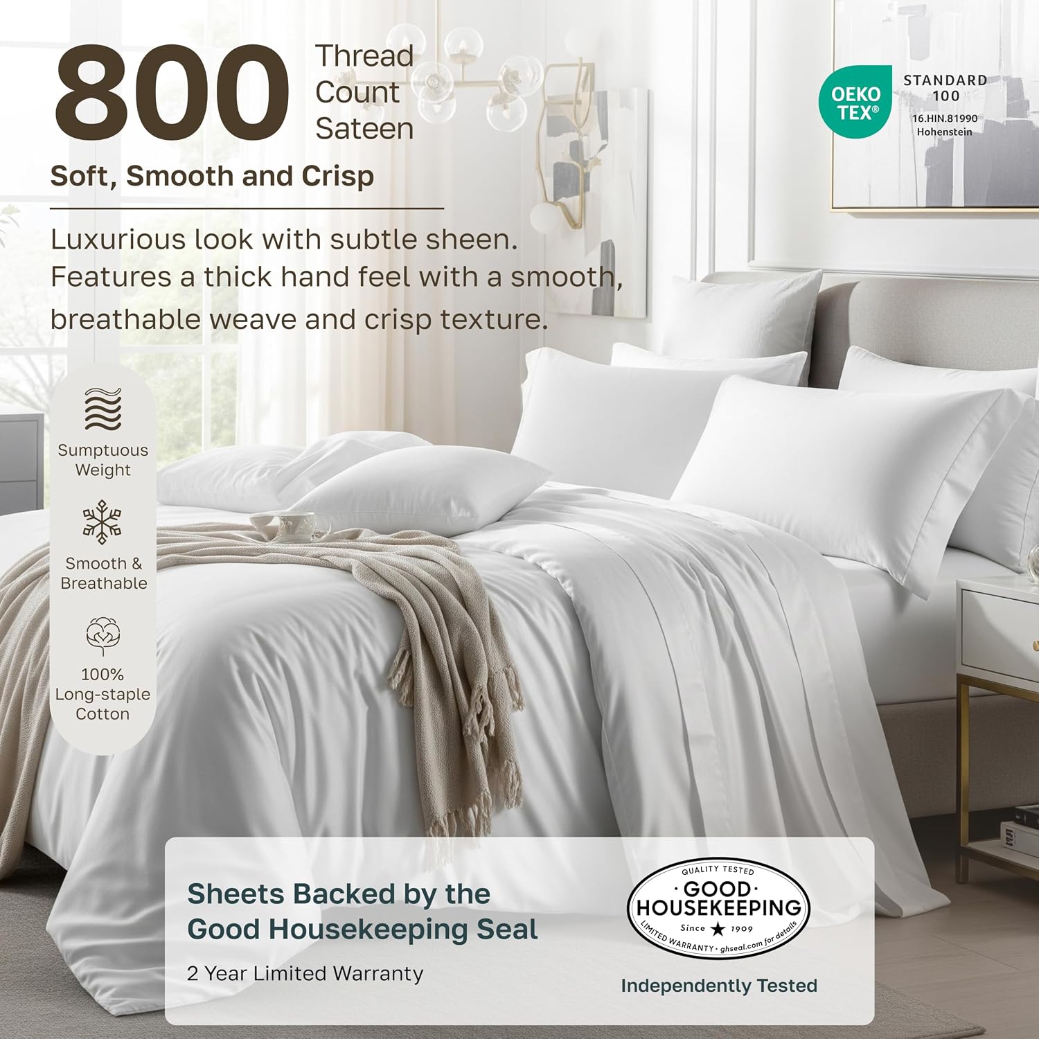 Thumbnail 1 de California Design Den Luxury 800 Thread King Sheets