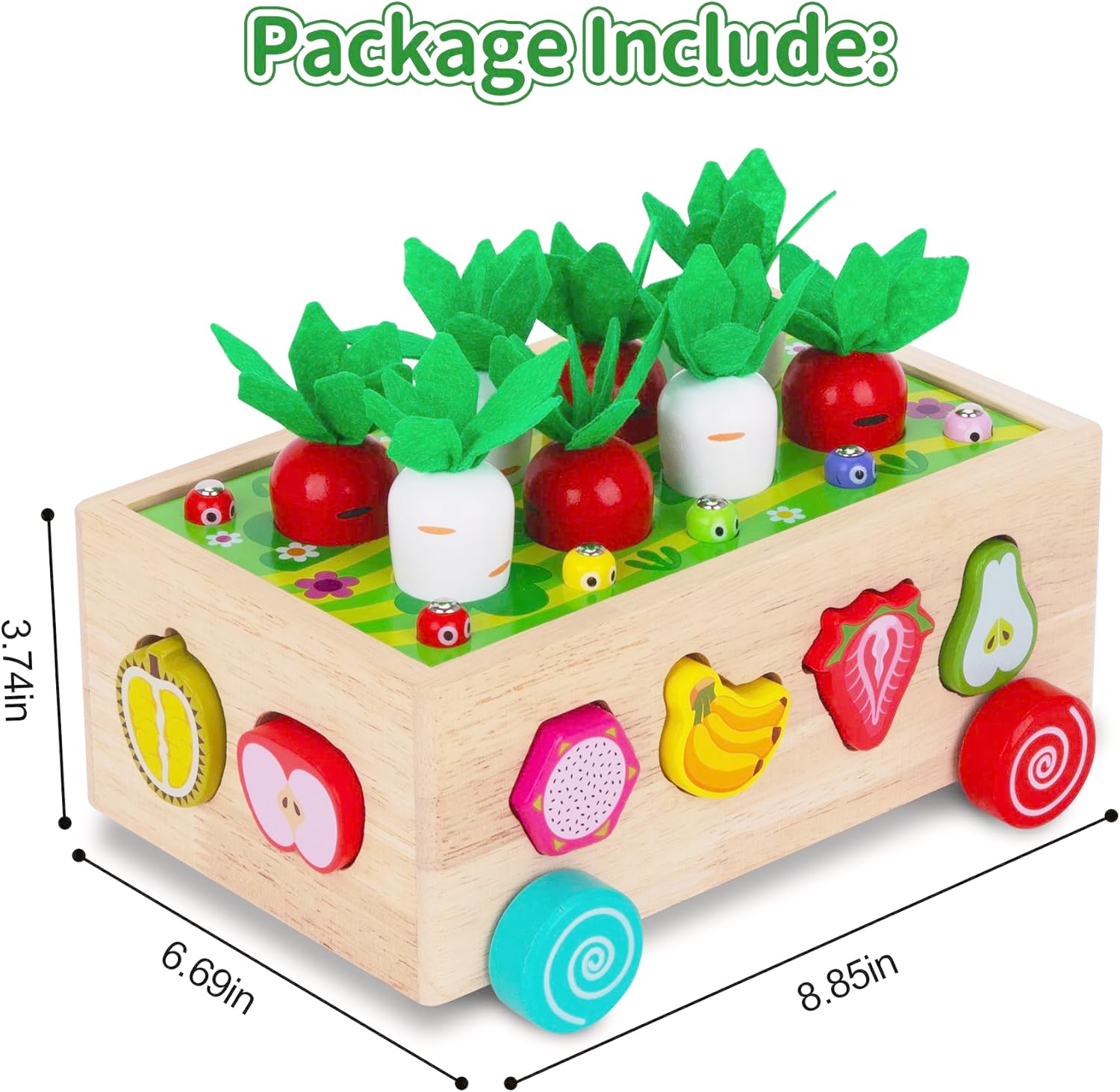 Detalle 2 de KMTJT Montessori Bauernhof-Ernteauto – 7-in-1 Holzspielzeug für 1–4 Jahre