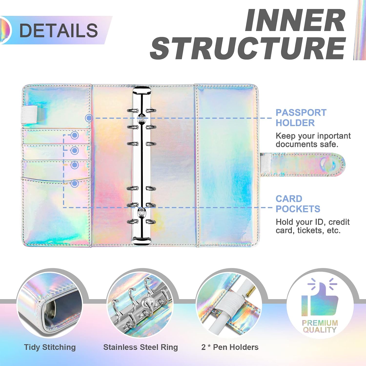 Detalle de Onlyesh 28Pcs-Shiny-Book Budget Binder with Waterproof Cash Envelopes, Silver
