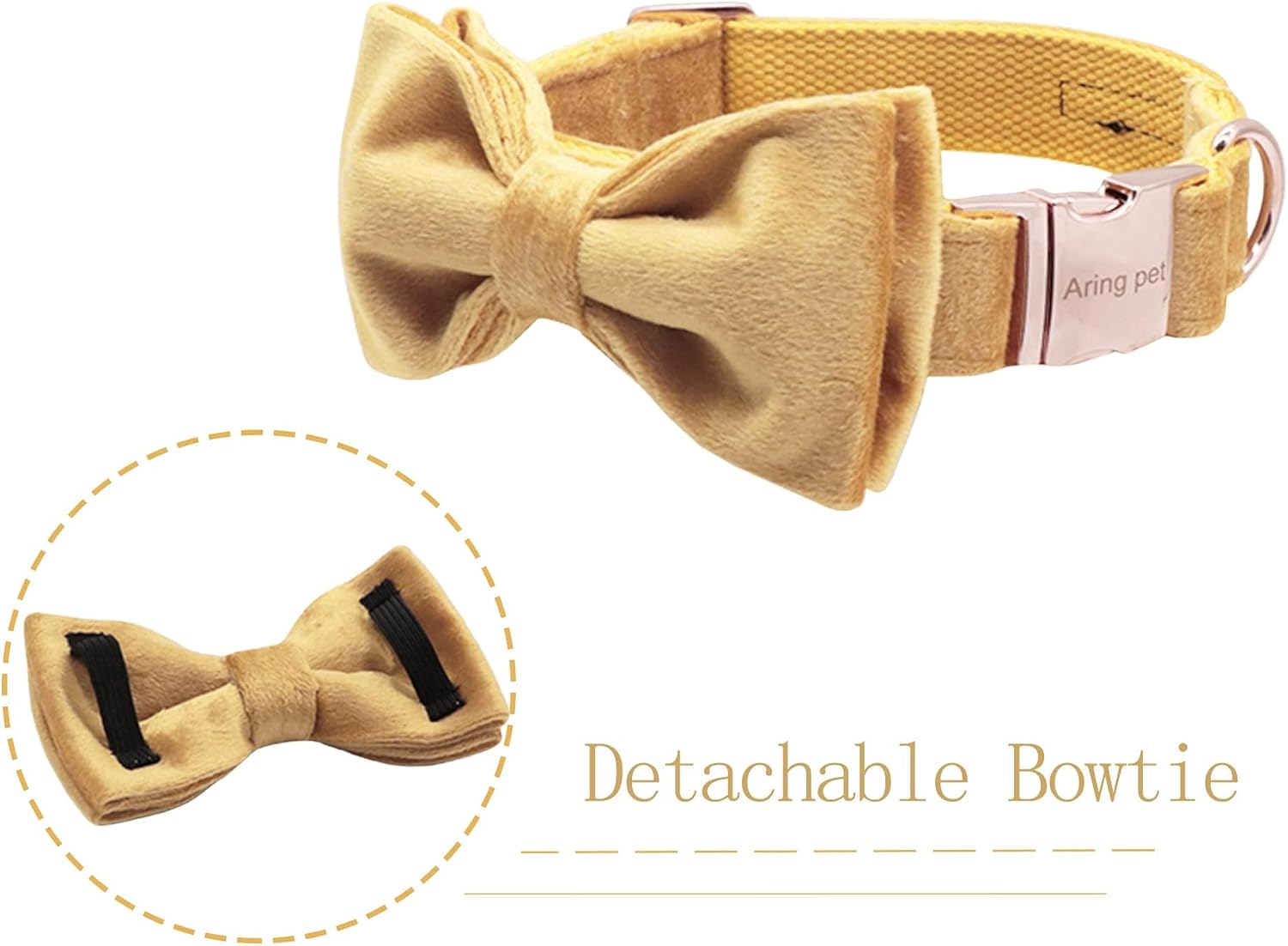 Thumbnail 1 de ARING PET Velvet Dog Collar-Bowtie set (soft velvet collar with bow) – collar size S