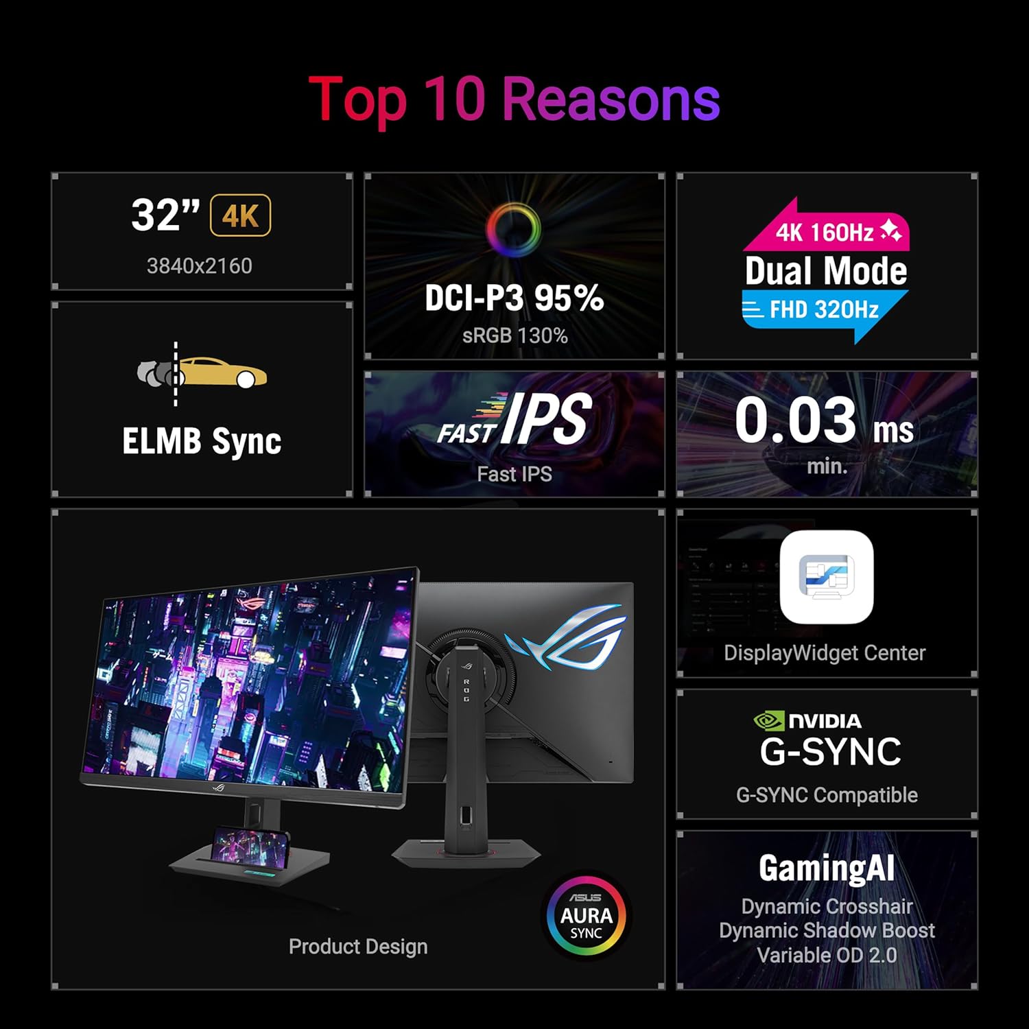 Thumbnail 2 de ASUS ROG Strix XG32UCG 32" 4K HDR Gaming Monitor