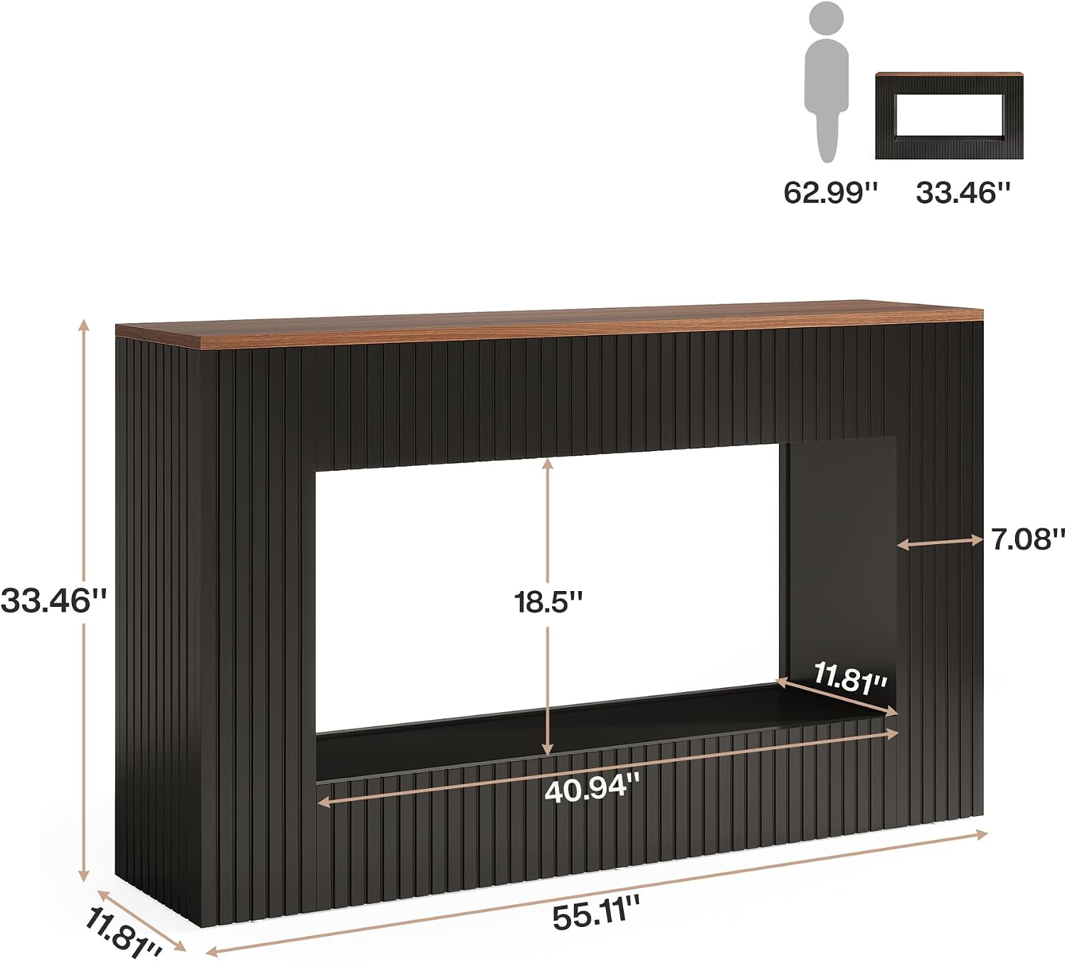 Detalle de Tribesigns J0313 Modern Console Table, 55-Inch, Two-Tier Storage