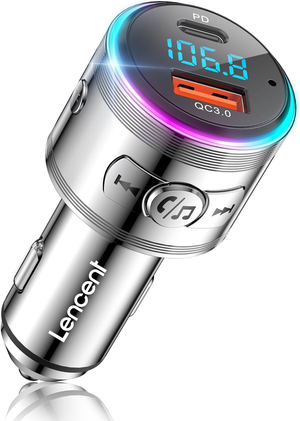 Detalle de LENCENT Transmisor FM Bluetooth 5.3 para coche