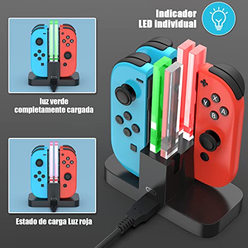 Thumbnail 2 de Base de carga Diyife 4 en 1 para Nintendo Switch: cargador seguro para Joy-Con y más