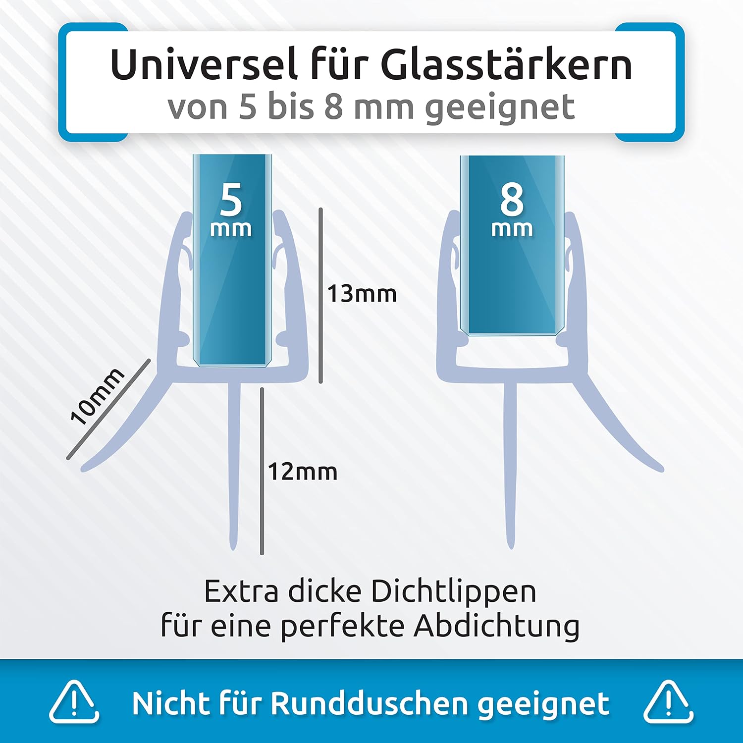 Detalle 2 de Sealis 2x 80 cm Ersatz-Duschdichtung für 5–8 mm Glastüren (Duschwand/Duschkabine)