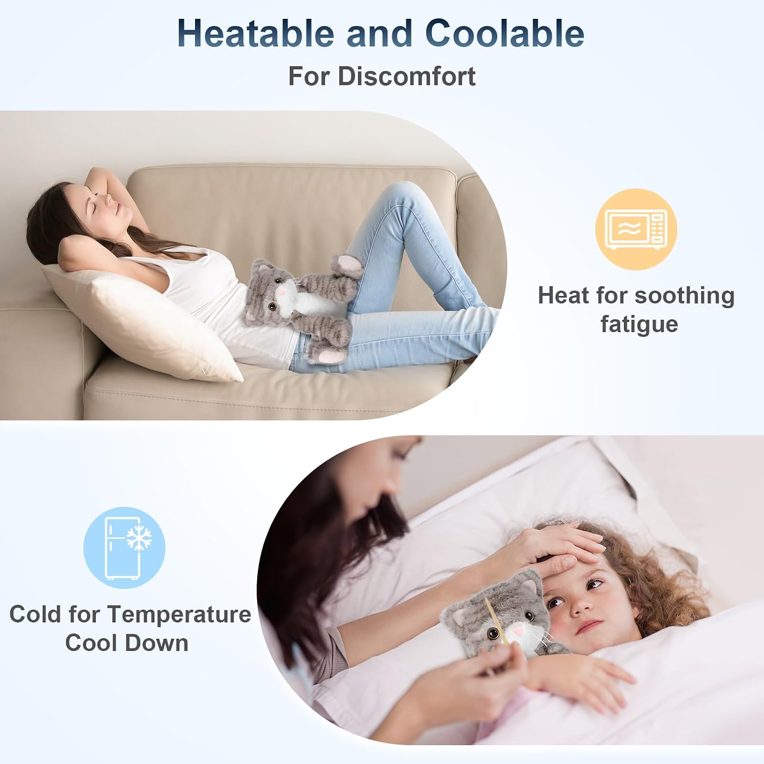 Detalle de SuzziPals Heatable & Coolable Grey Cat Stuffed Animal