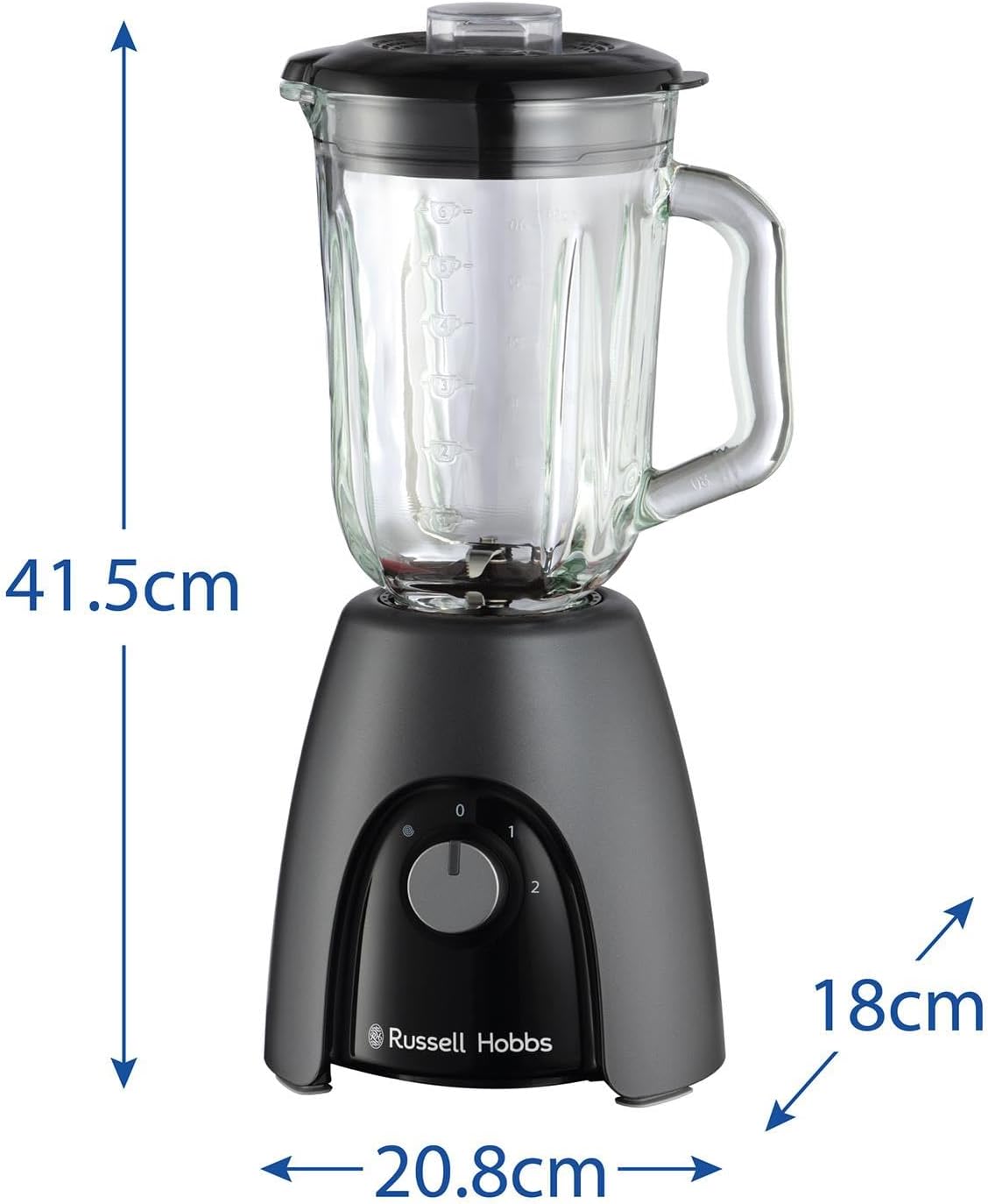 Thumbnail 2 de Russell Hobbs Jug Blender [Smoothie Maker] 1.5L Glass Jar, 850W Peak Power, Matte Charcoal