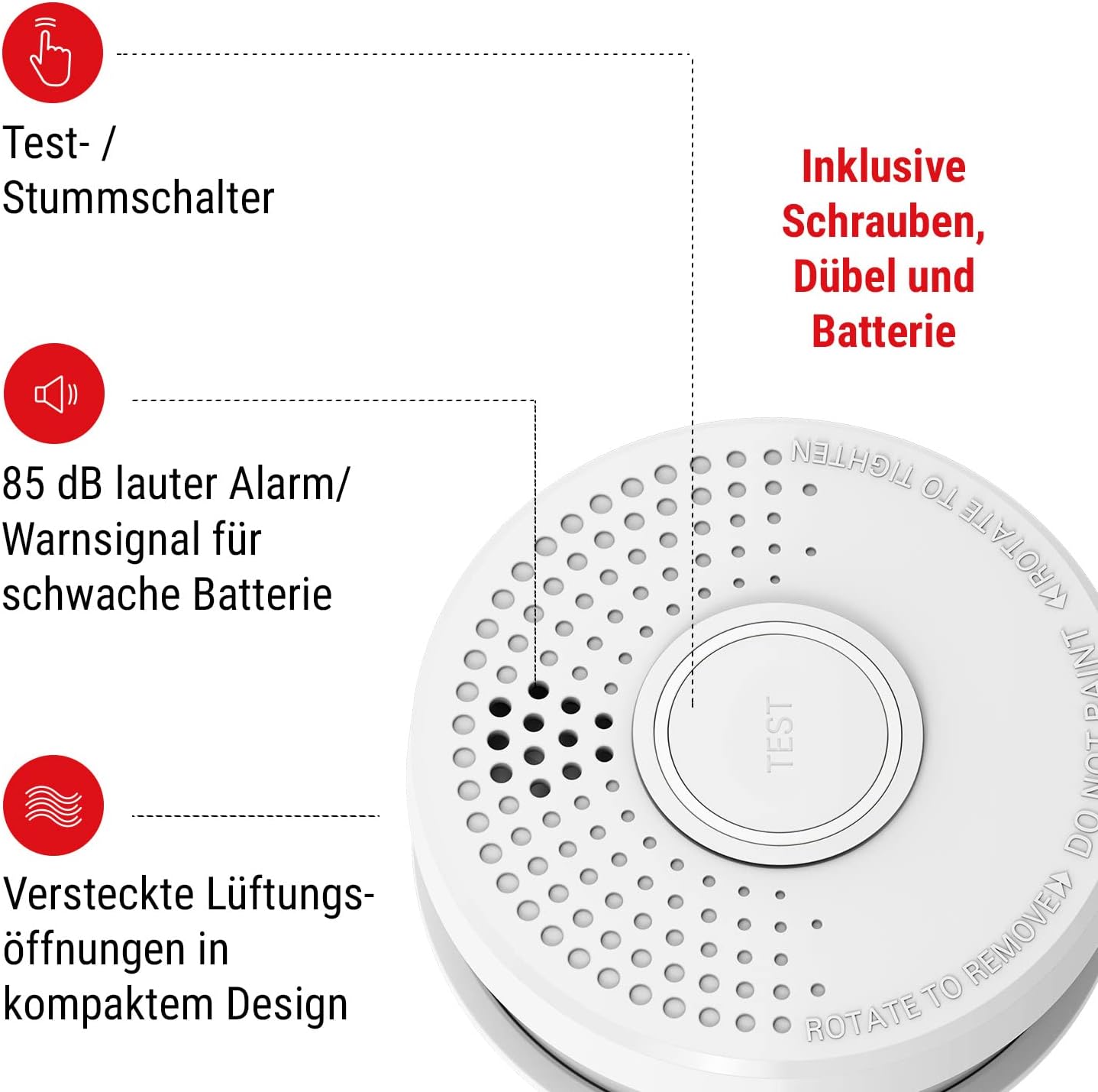 Thumbnail 1 de SHD OneConcept Rilevatore di fumo per casa (set da 2) con sensore ottico, test e mute