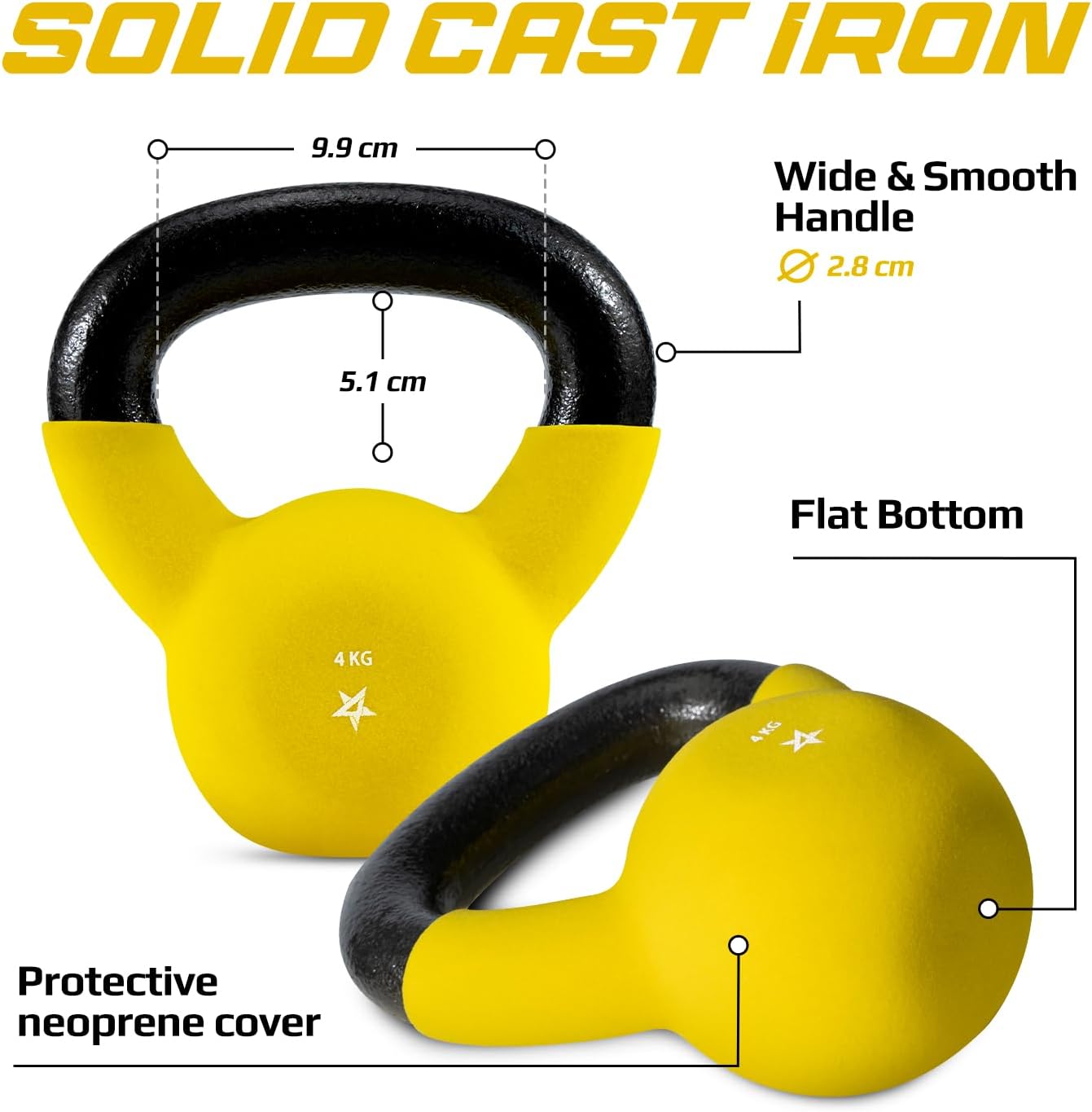 Thumbnail 1 de Yes4All Neoprene Coated Cast Iron Kettlebell (2–20 kg) – Durable, Floor-Safe Weights for Home Gym