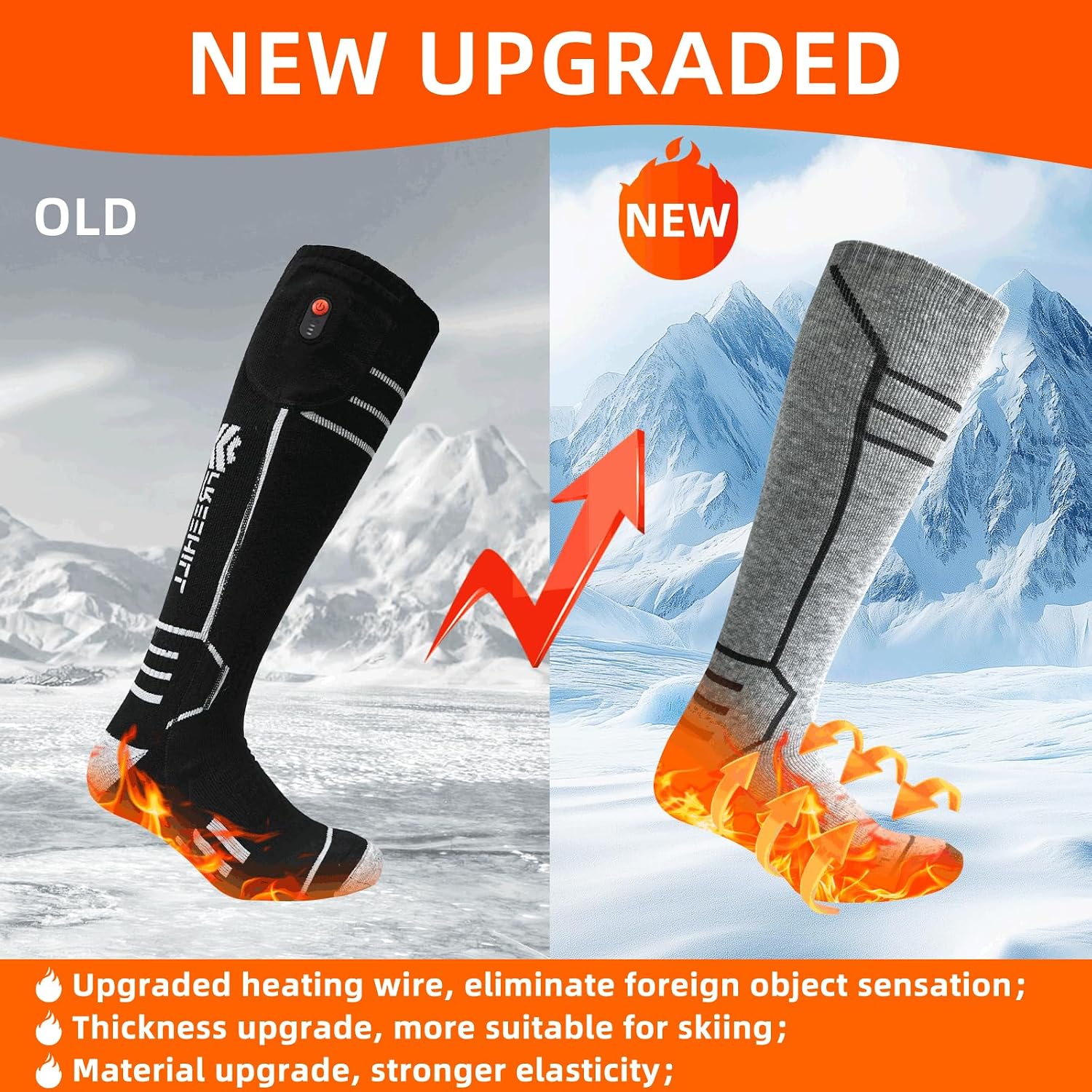 Detalle 2 de FREEHILL Merinowolle beheizte Socken für Männer Frauen 1.0 Kniehöhe