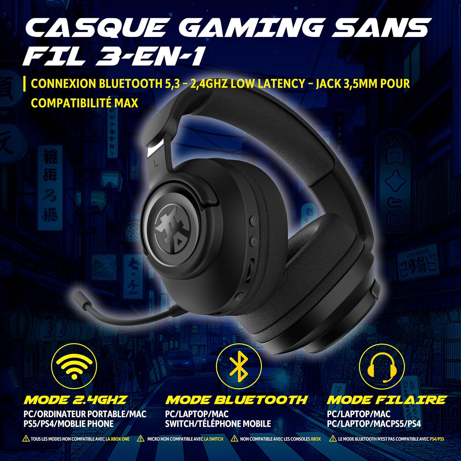Thumbnail 1 de AKUMA SEINEN H06WL – słuchawki gamingowe 3D, 2,4 GHz i Bluetooth 5,3