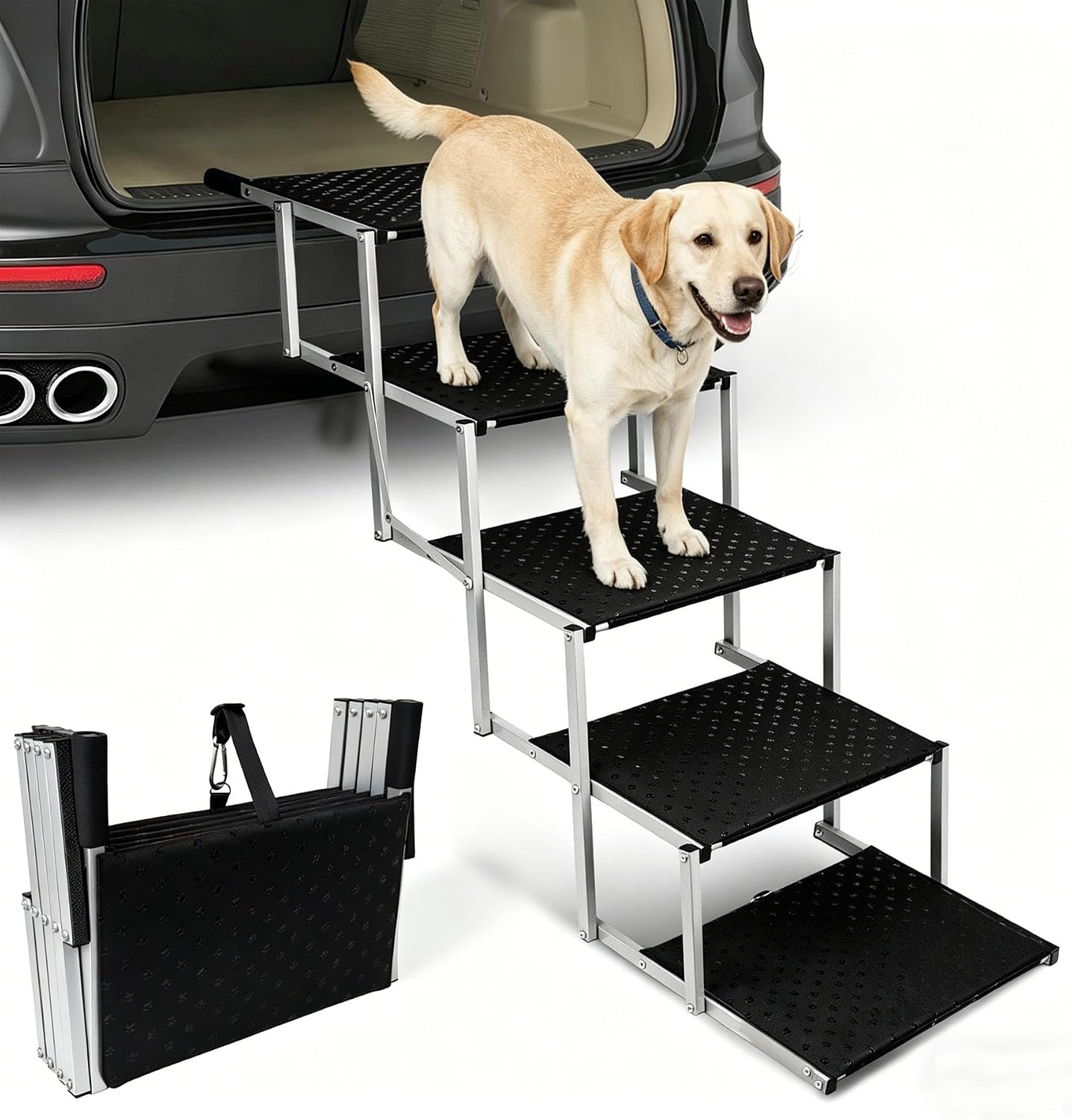 Detalle de Niubya Foldable Dog Steps & Pet Stairs (5 Steps) for Cars, SUVs, Trucks