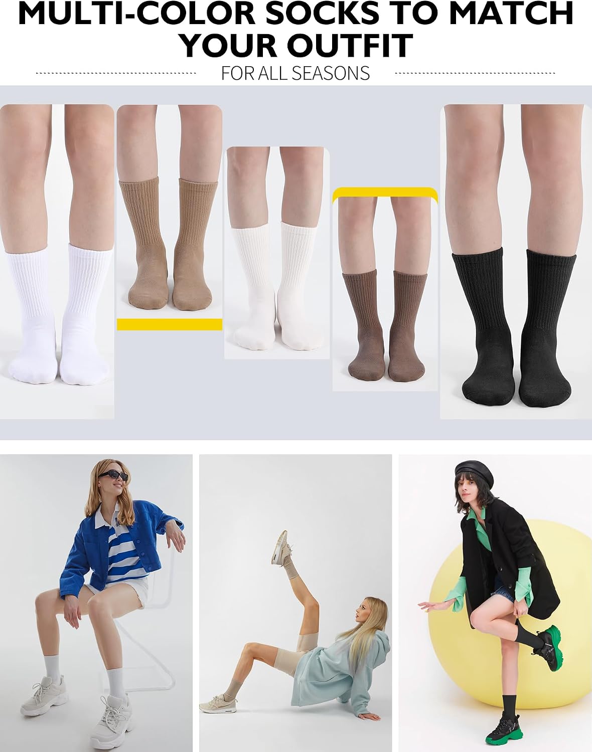 Thumbnail 4 de Closemate crew socks 5 pairs breathable