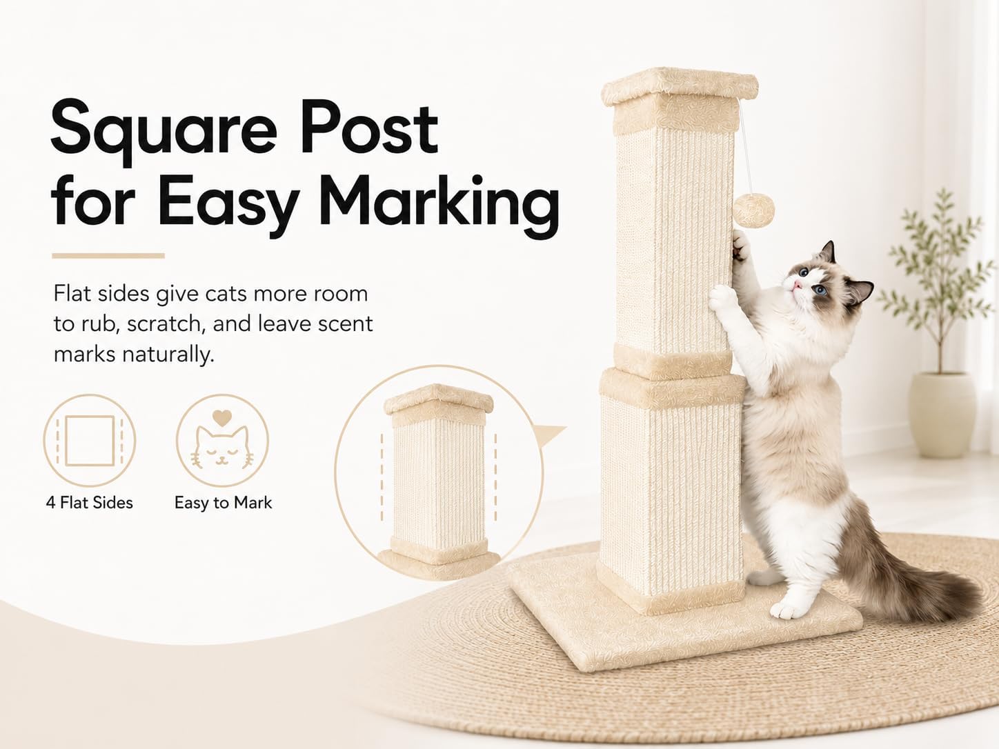 Thumbnail 6 de AGYM Cat Scratching Post for Large Cats (81cm) – Sturdy Sisal Post for Indoor Cats