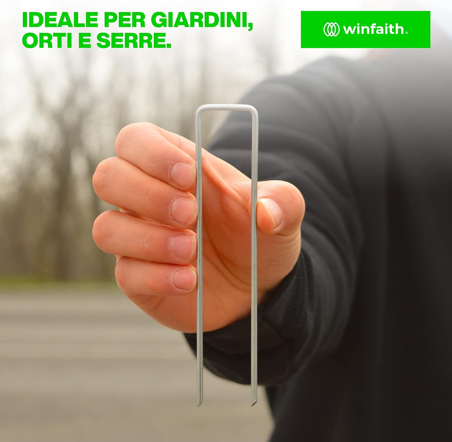 Detalle de WINFAITH Picchetti Telo Pacciamatura 3 mm x 30 mm – 100 pezzi in acciaio zincato, anticorrosione