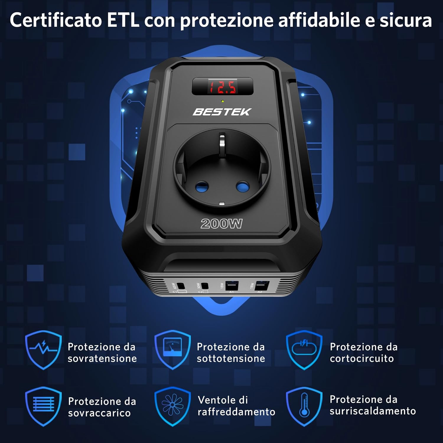 Thumbnail 1 de BESTEK 200W Inverter 12V onda pura per camper/barca 🔌