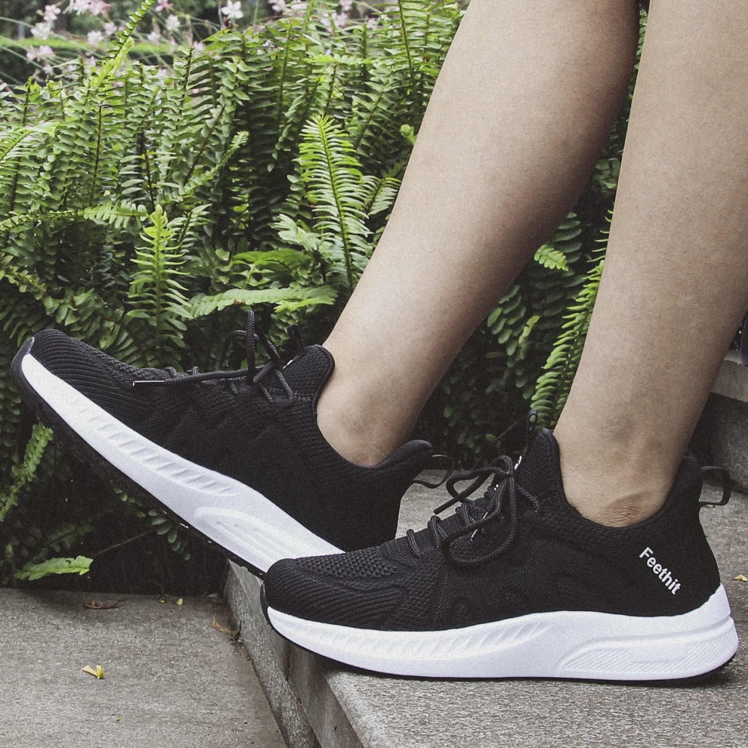 Thumbnail 1 de Feethit Damen Sneaker Turnschuhe atmungsaktiv leicht in Weiß/Schwarz (EU 40)