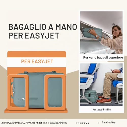 Detalle de Xkdoai Zaino da Viaggio 45x36x20 per Easyjet — Bagaglio a Mano comodo e ben organizzato