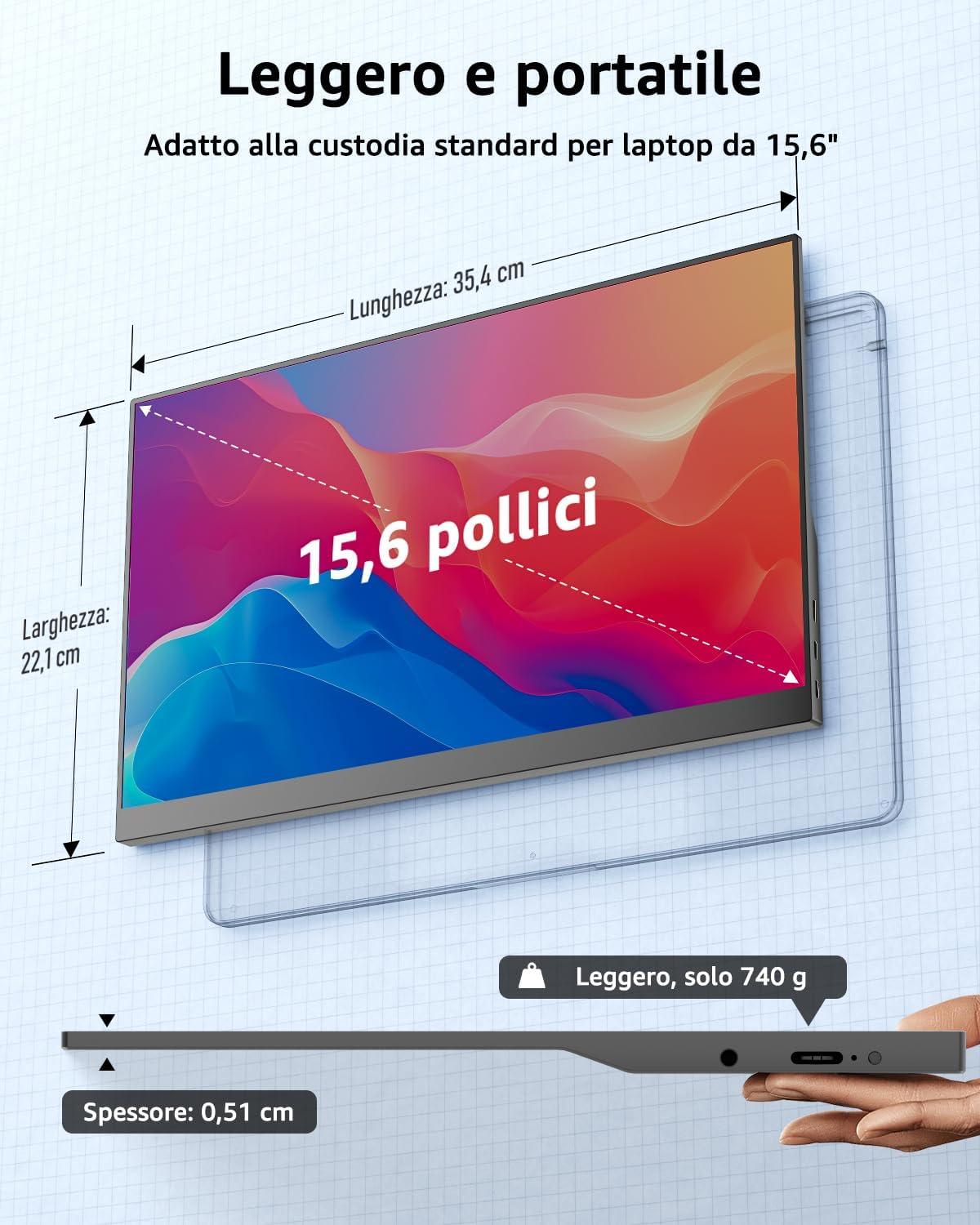 Detalle 2 de Yodoit Monitor Portatile 15,6" IPS 1080P