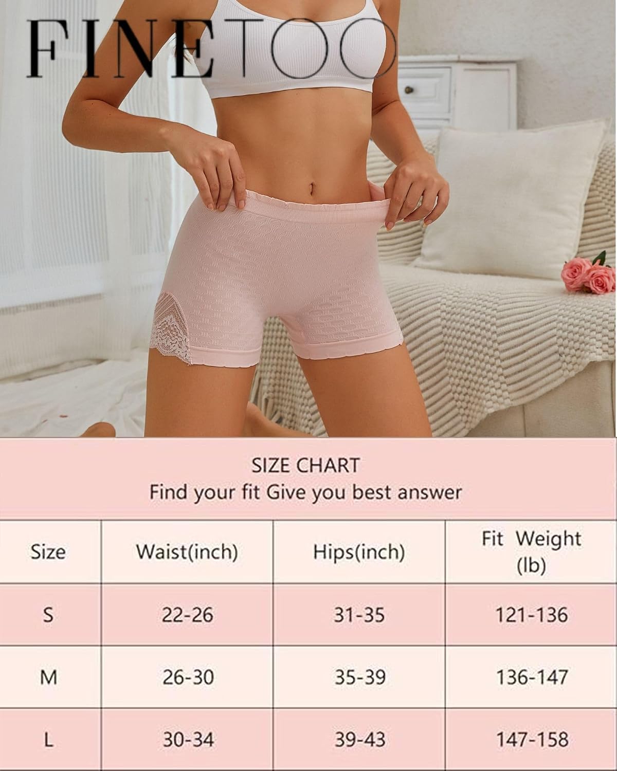 Detalle de FINETOO set van 4 push-up slips voor dames, zacht en ademend, maat S-XL