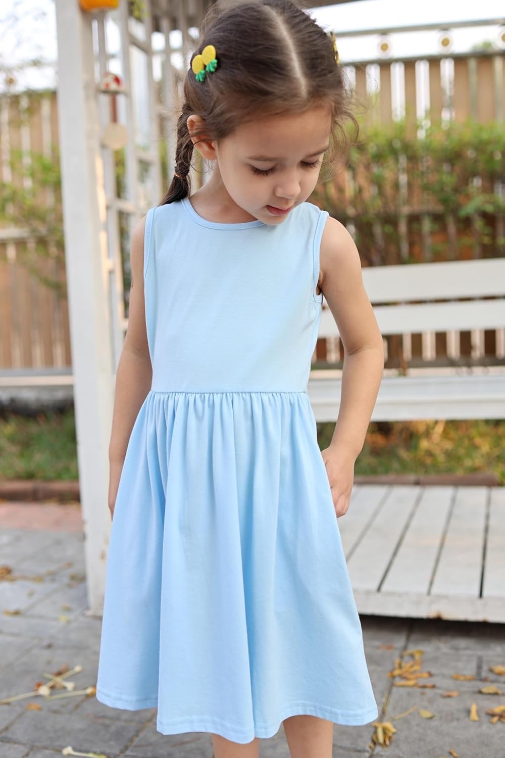Detalle de Robe sans manches pour fille Arshiner (3 à 14 ans) avec nœud au dos