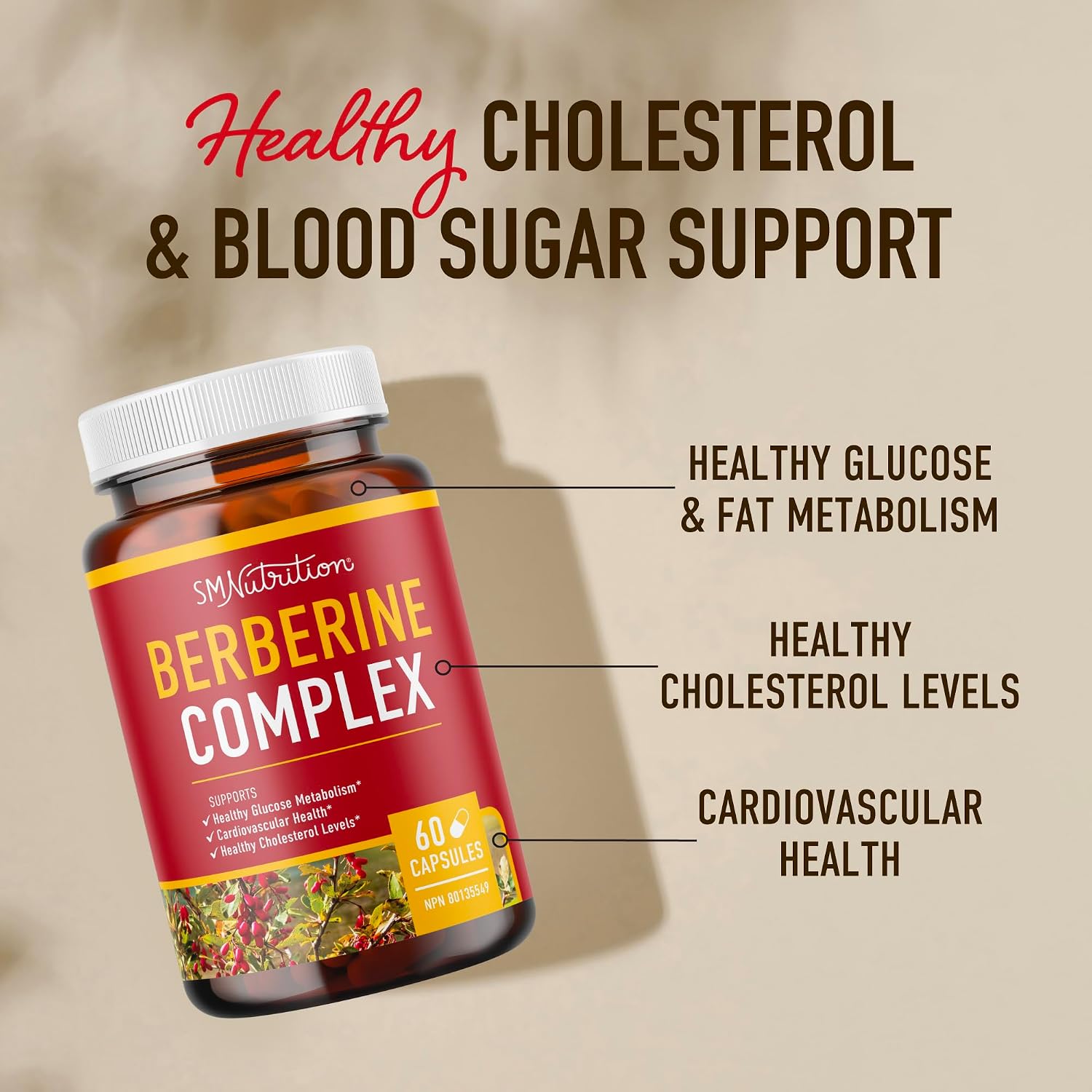 Detalle 2 de SMNutrition Berberine 1000 mg Capsules, 500 mg per Capsule with Bitter Melon