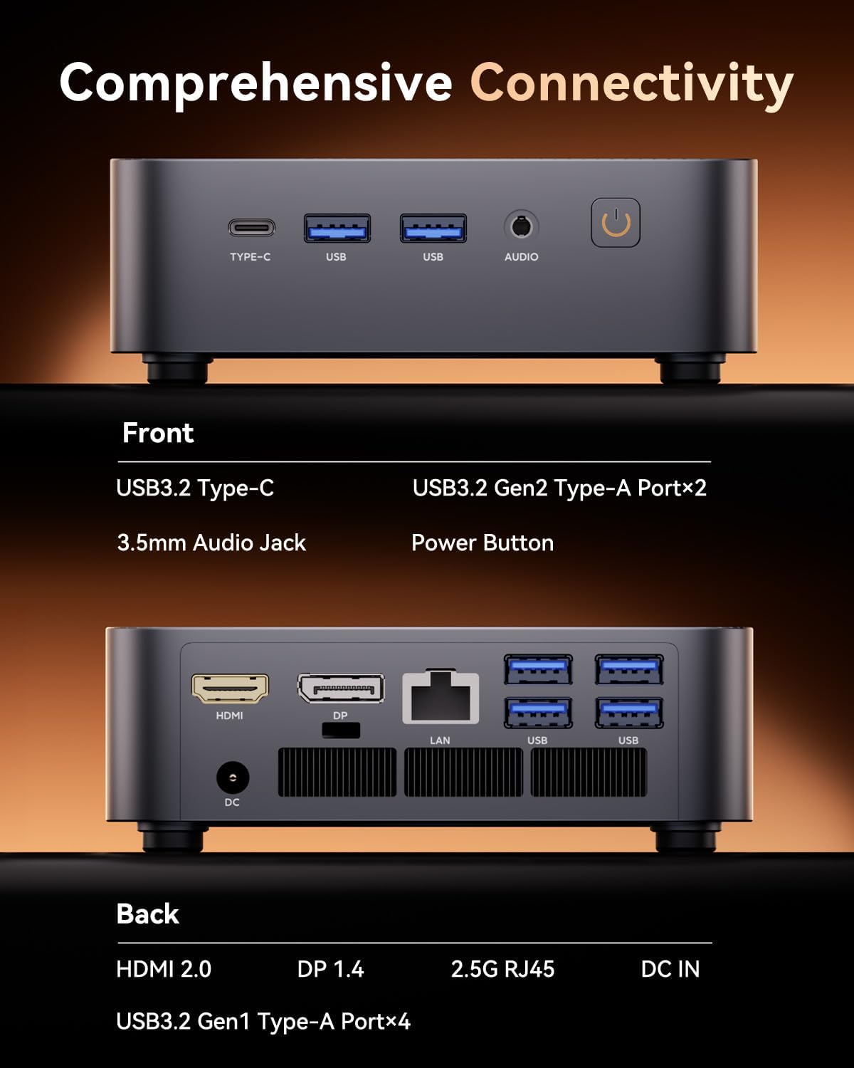 Detalle 2 de CTONE M2 Mini PC mit Intel Core i9-14900HX: Leistungsstarker Kompakt-Desktop für Business und Office
