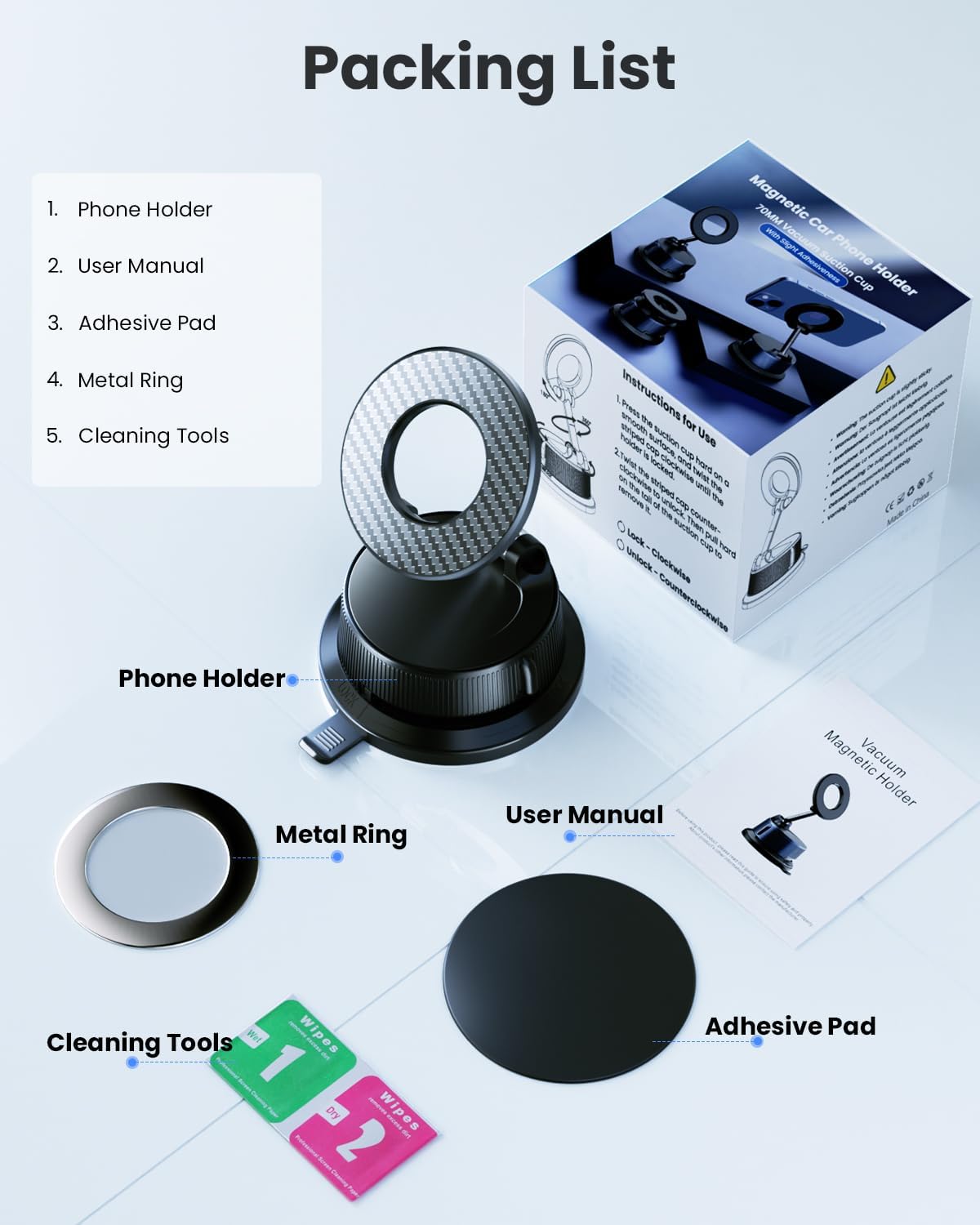 Thumbnail 6 de DigiHero Car Phone Holder Magnetic with Vacuum Suction – 360° Rotatable