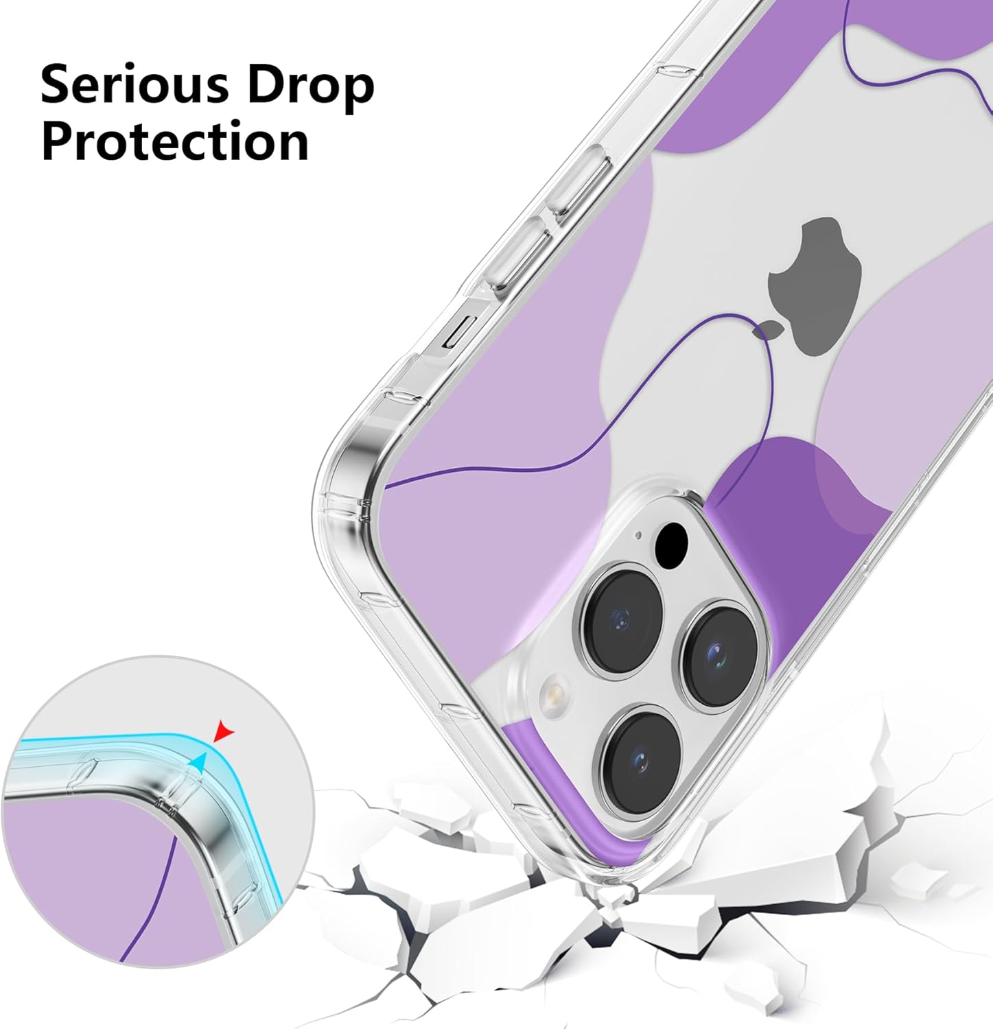 Thumbnail 2 de DEFBSC Hülle kompatibel mit iPhone 15 Pro Max – Transparente Rückseite, Lila Akzent, Weiche TPU Schutzhülle