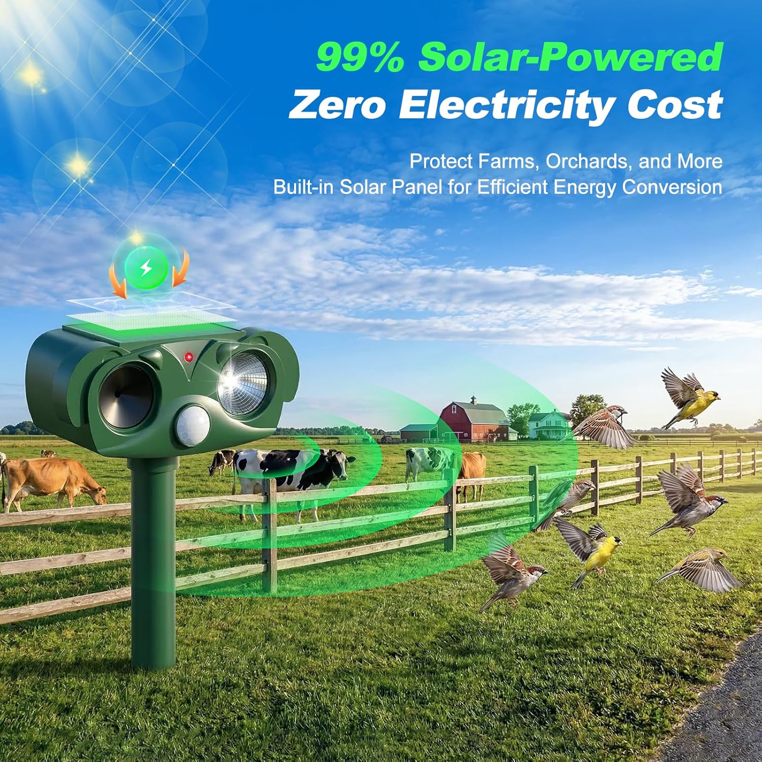 Thumbnail 2 de Cat Repellent for Gardens UK: Solar Scarer with Strobe Light & Infrared Sensor