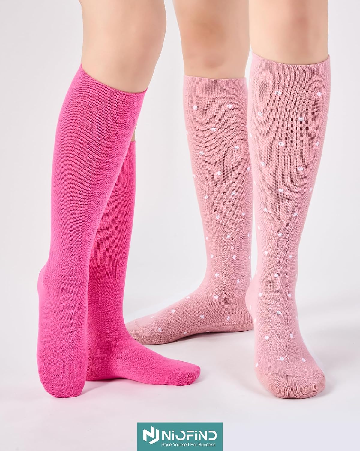 Detalle de Niofind Kompressionsstrümpfe Damen & Herren – 2 Paar Kniestrümpfe mit 65% Baumwolle, 20–30 mmHg, ideal für Reisen, Sport, Arbeit und Schwangerschaft