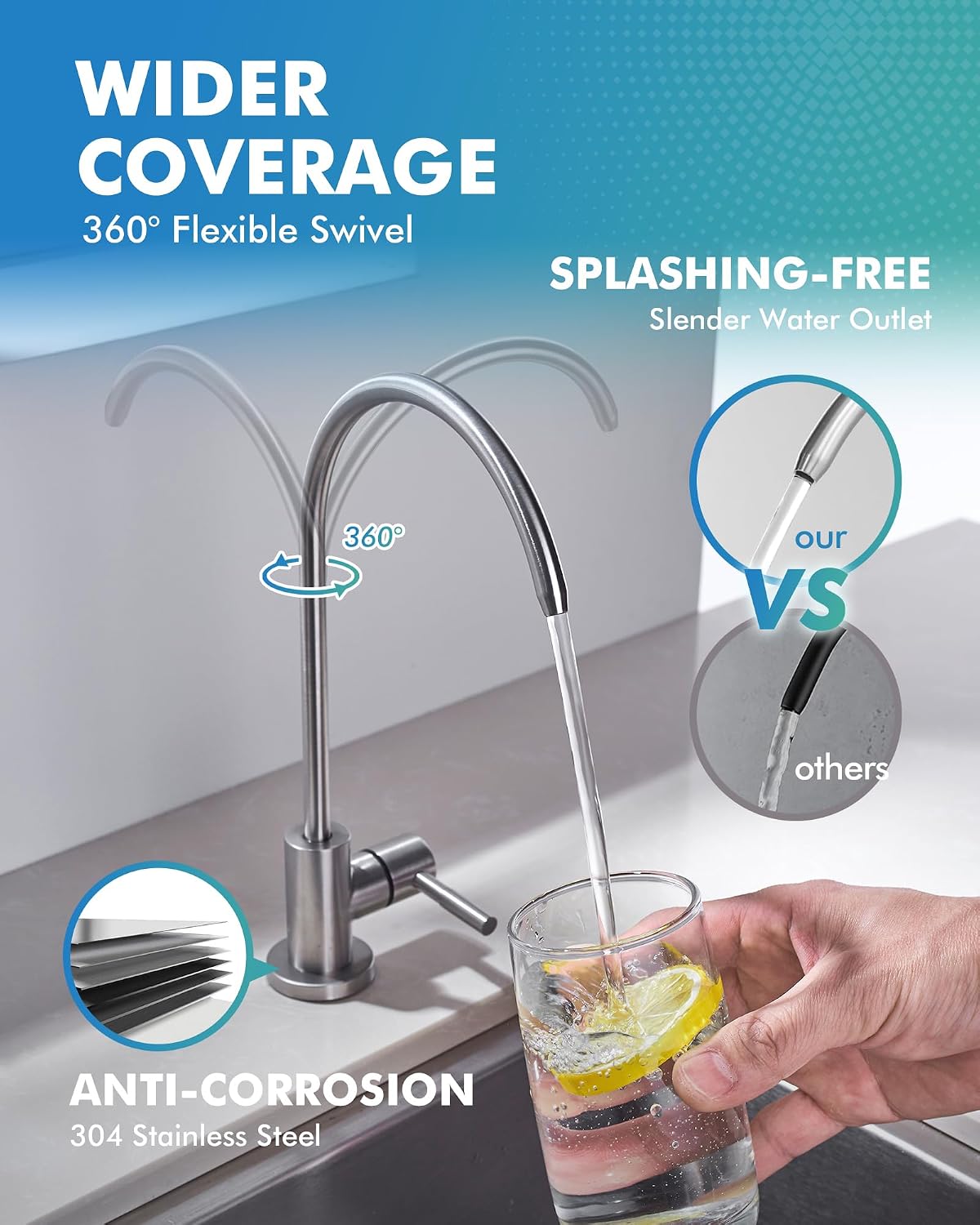 Thumbnail 4 de VFAUOSIT V0680BN Drinking Water Faucet, SUS304 Steel, 360° Swivel