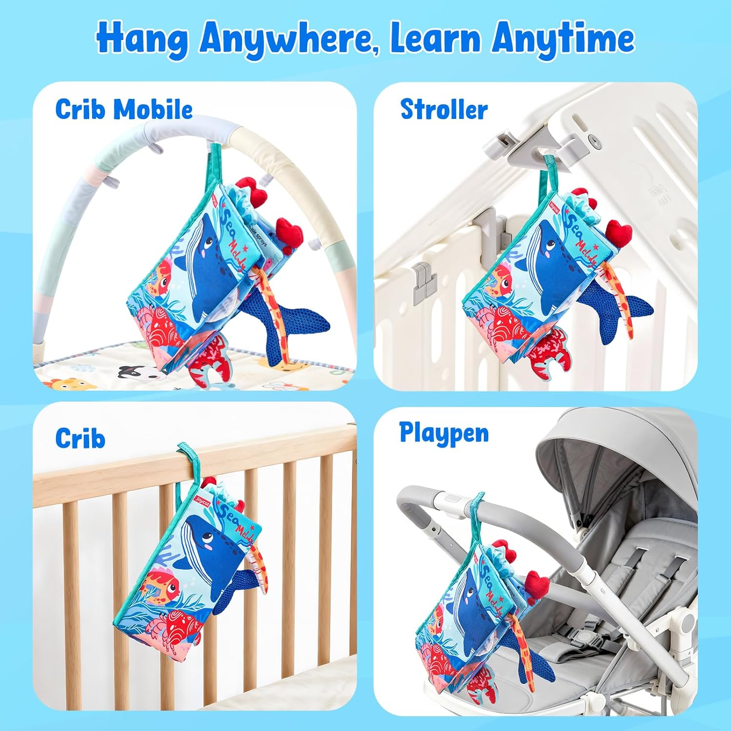 Thumbnail 1 de JoyCat Baby Books 0-6 Months: Ocean Themed Touch & Feel Cloth Book for Tummy Time