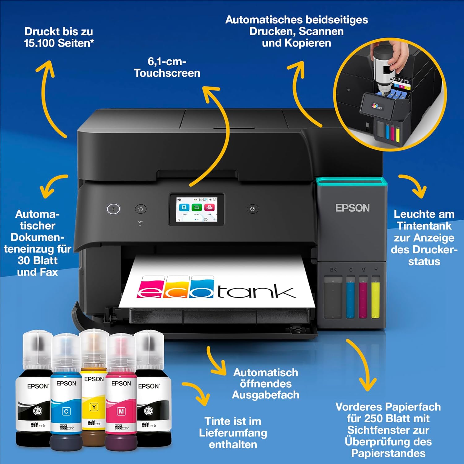 Thumbnail 2 de Epson EcoTank ET-4950, A4-Drucker mit Wi-Fi und Duplex, bis zu 3 Jahre Tinte 📄