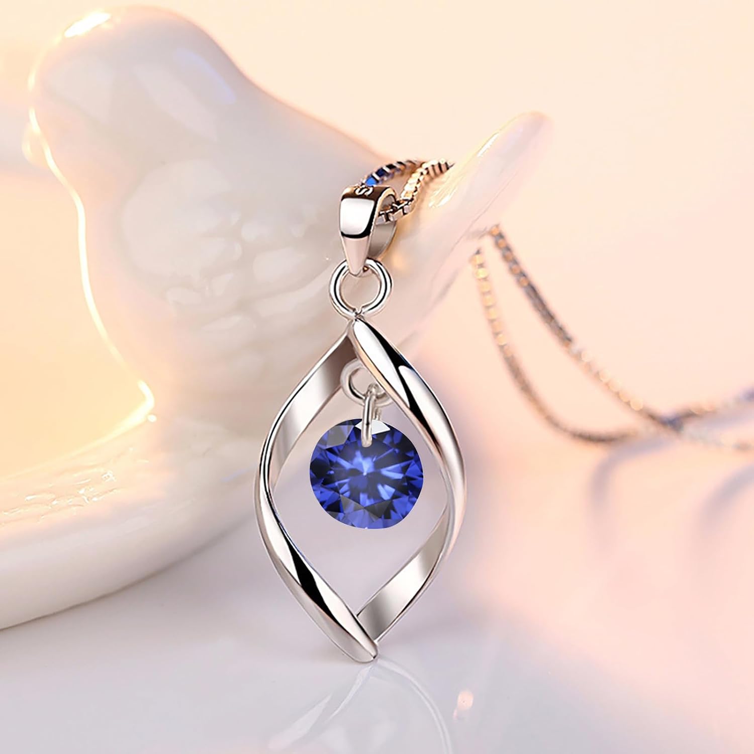 Detalle de Zolkamery Schmuckset aus 925 Sterling Silber für Damen: Twist-Halskette & Ohrhänger mit Zirkonia